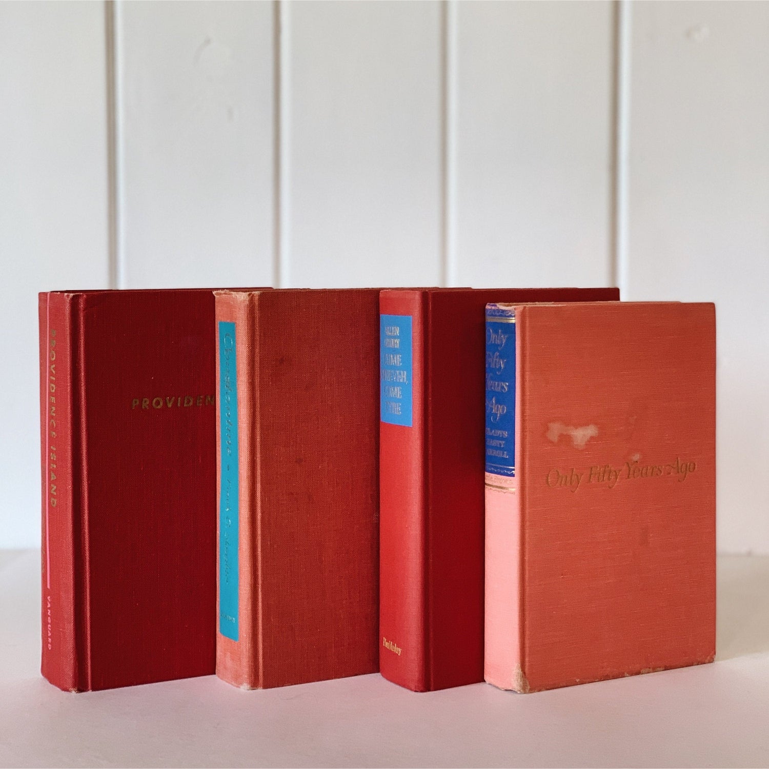 Vintage Pink, Rd, Blue Book Set for Decor
