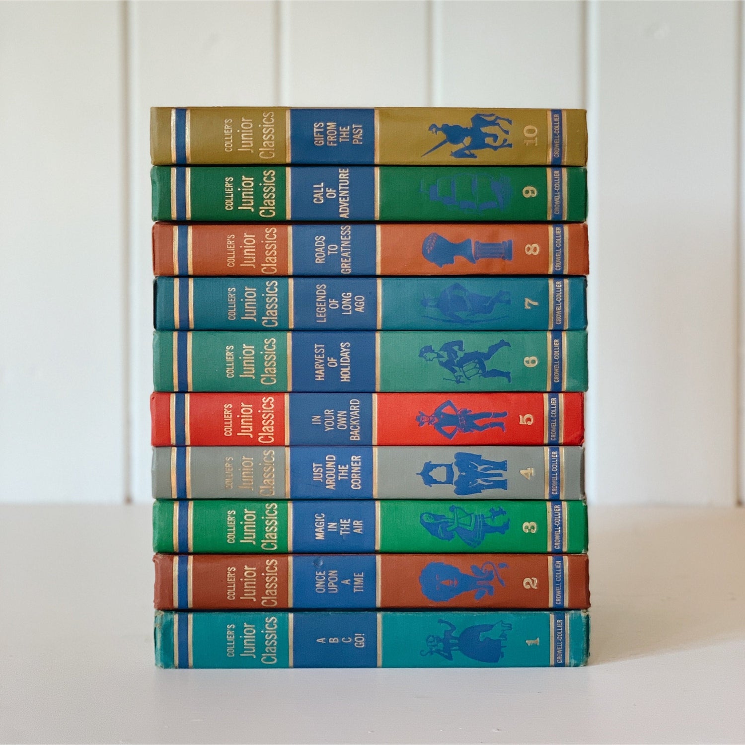 Collier's Junior Classics Set, Vintage 1962 Rainbow Book Set for Decor, Playroom Decor, Mid-Century Decor
