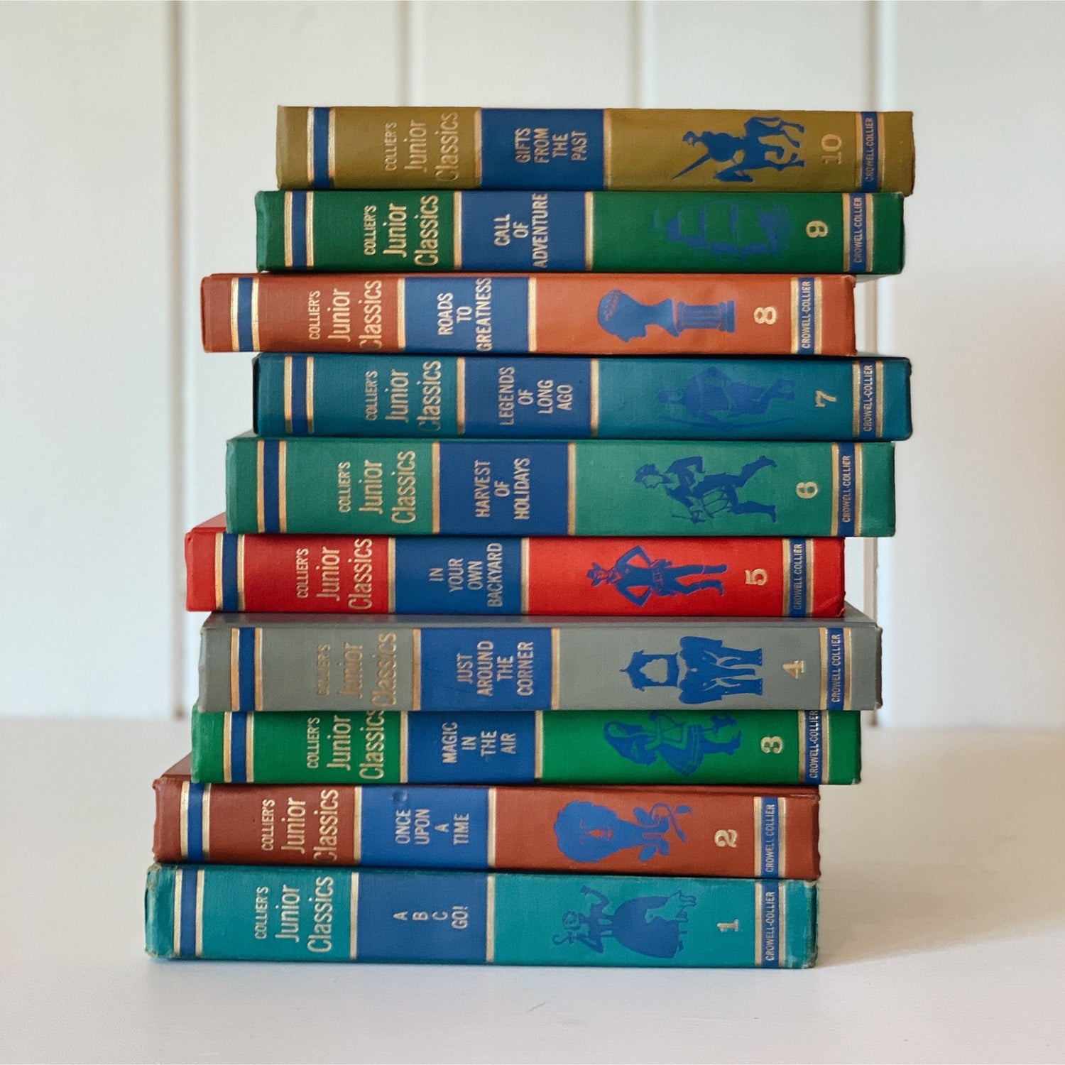 Collier's Junior Classics Set, Vintage 1962 Rainbow Book Set for Decor, Playroom Decor, Mid-Century Decor