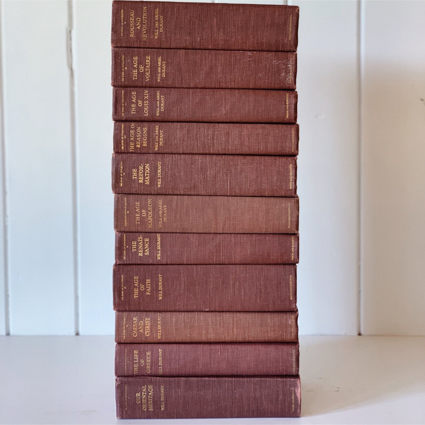 Vintage Story of Civilization, Will and Ariel Durant, Red Decorative Book Set, 1963