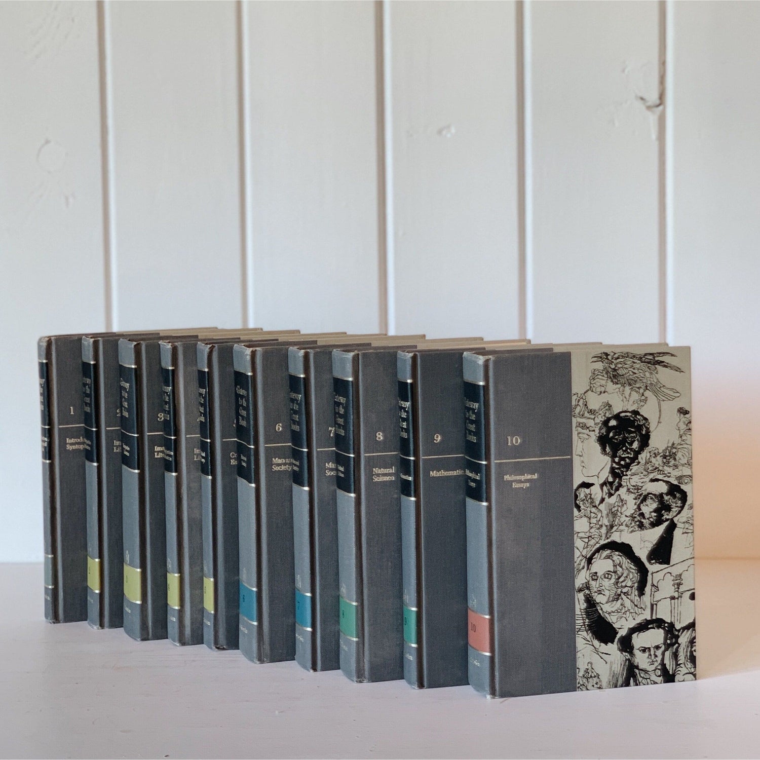 Gateway to the Great Books Vintage Gray and Black Masculine Mid-Century Shelf Styling Prop 1963