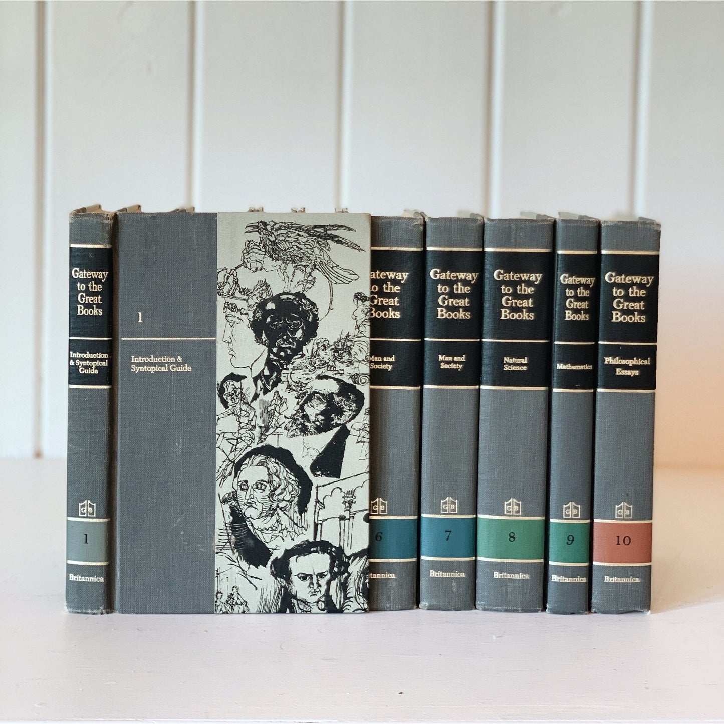 Gateway to the Great Books Vintage Gray and Black Masculine Mid-Century Shelf Styling Prop 1963