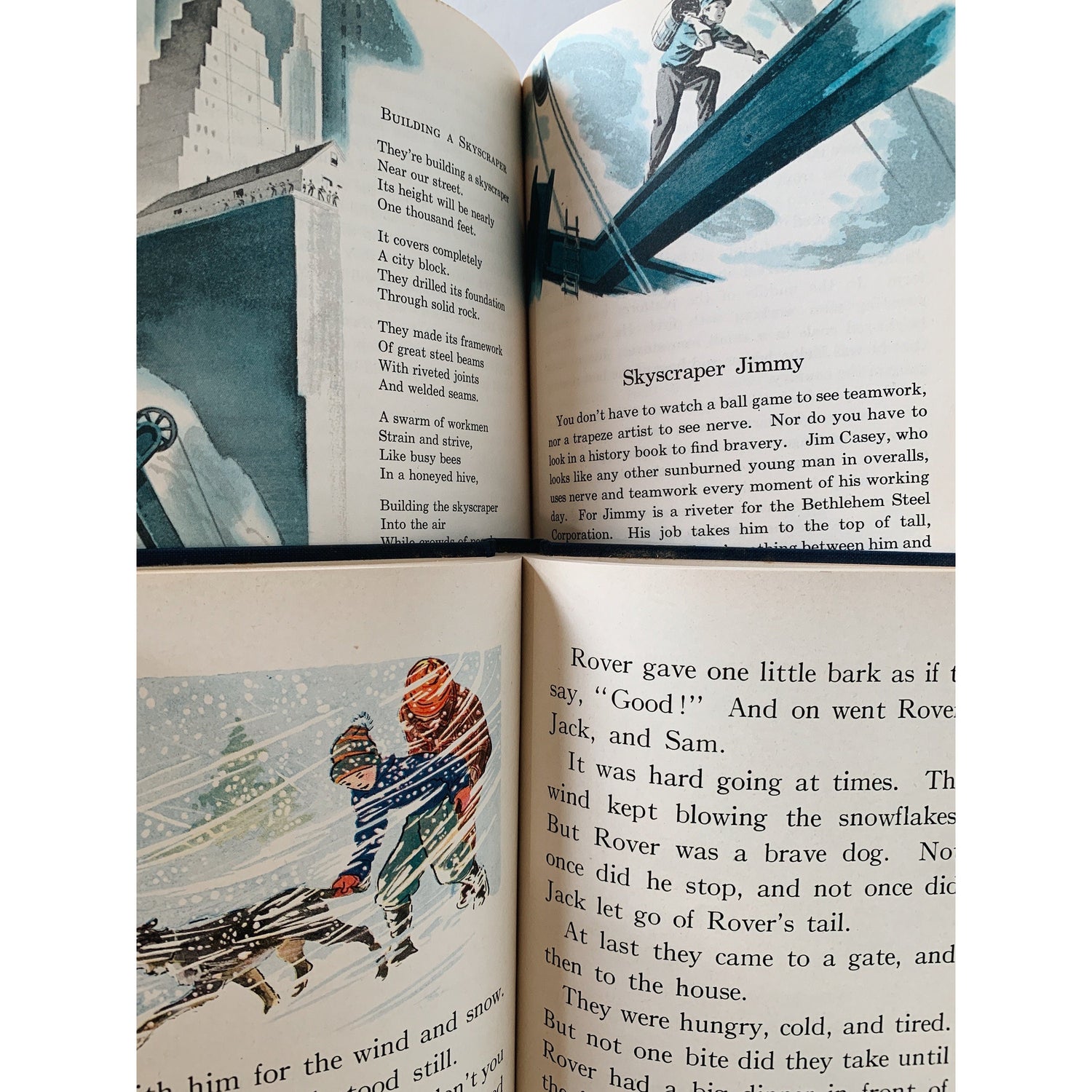 Vintage Blue and Red School Book Bundle, 1930s and 1950s