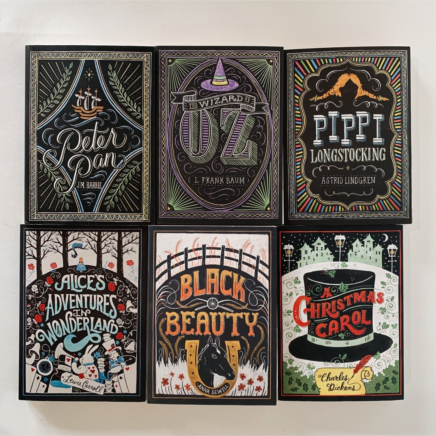 Puffin Chalk Children's Paperback Classics Books, Black Book Bundle for Shelf Stlinh