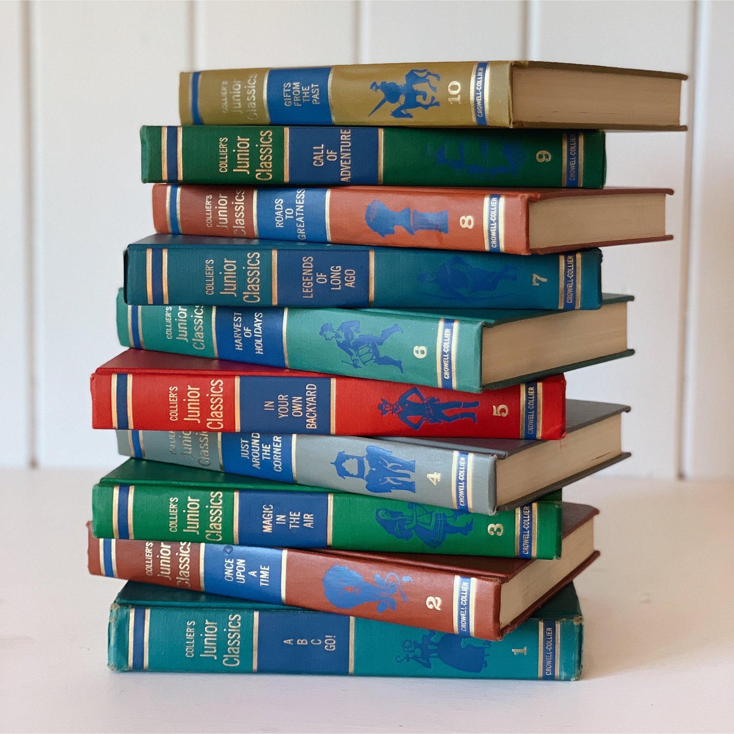 Collier's Junior Classics Set, Vintage 1962 Rainbow Book Set for Decor, Playroom Decor, Mid-Century Decor