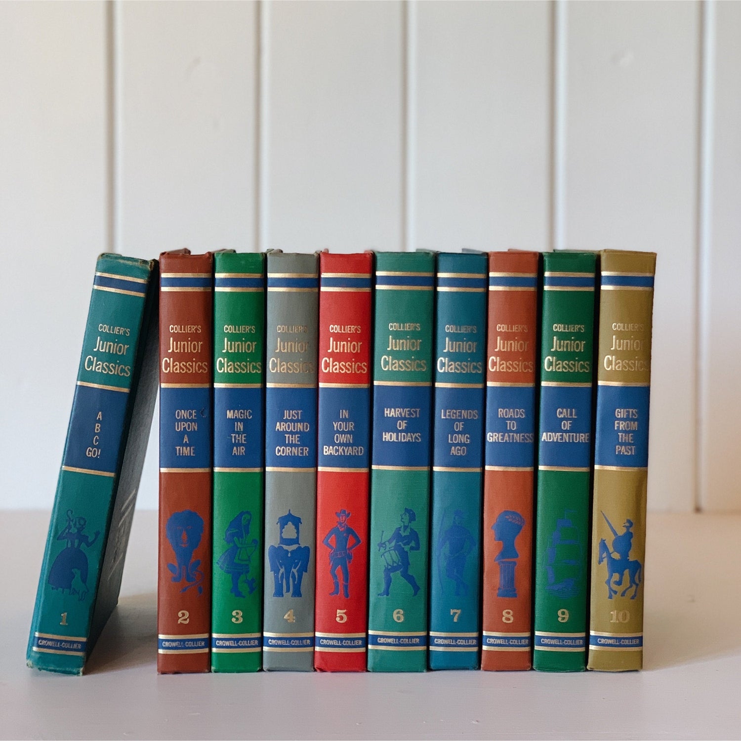 Collier's Junior Classics Set, Vintage 1962 Rainbow Book Set for Decor, Playroom Decor, Mid-Century Decor