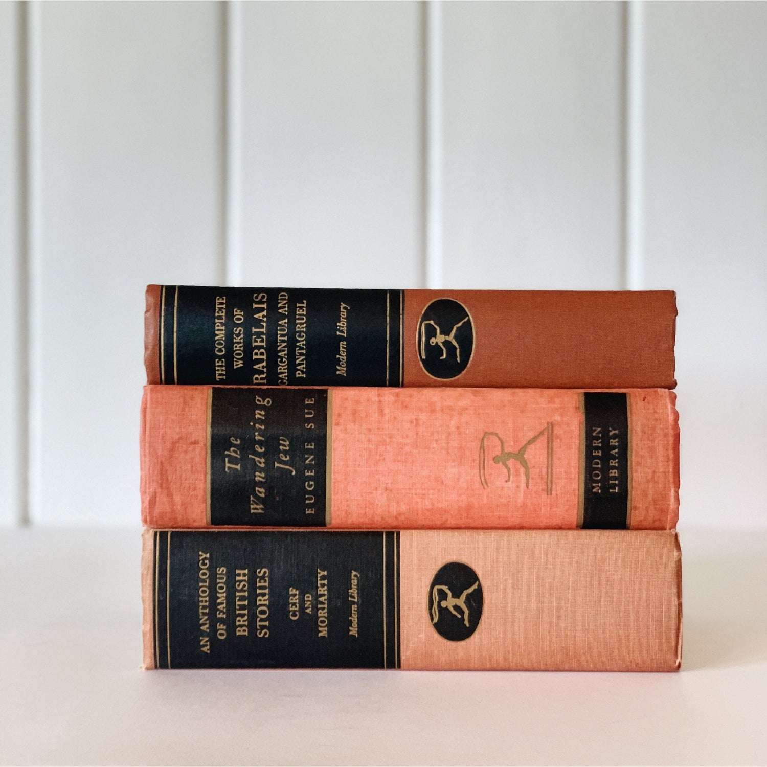 Rust Red and Black Decorative Books, Modern Library Giant Books, Shabby Distressed Bookshelf Decor, Aesthetic Books for Home Office Decor