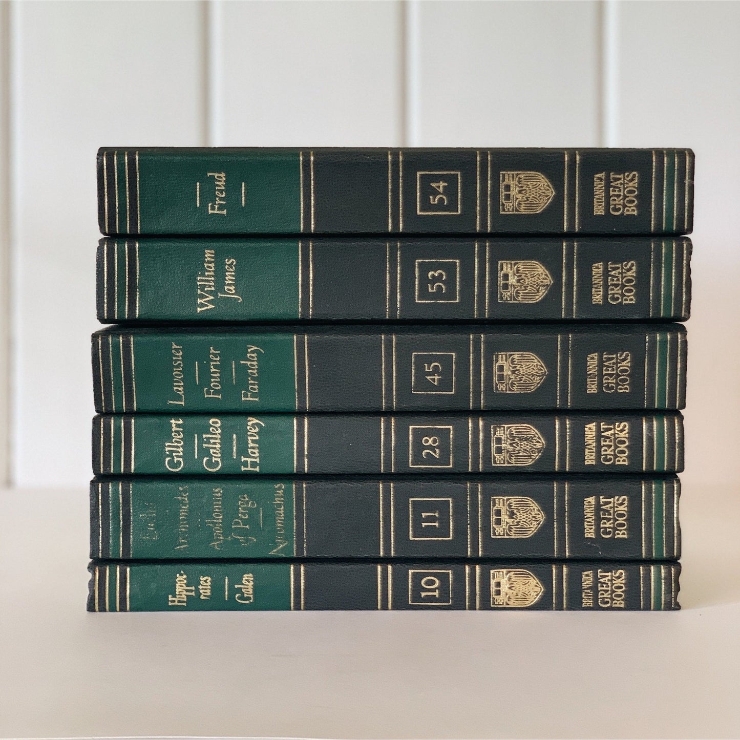 Vintage Black and Green Books, Great Books of the Western World, 1984 Book Set, Office Decor
