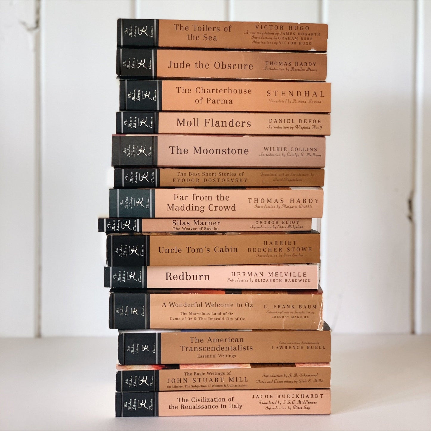 Modern Library Paperback Classic Book Bundle, Brown and Black Shelf Styling Bundle