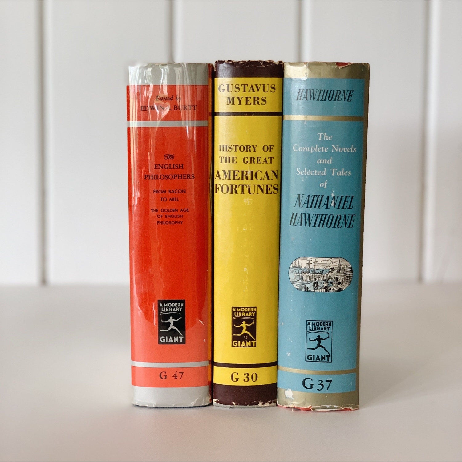 Modern Library Giant Books with Dust Jackets, Mid Century Modern Shelf Styling Book Bundle