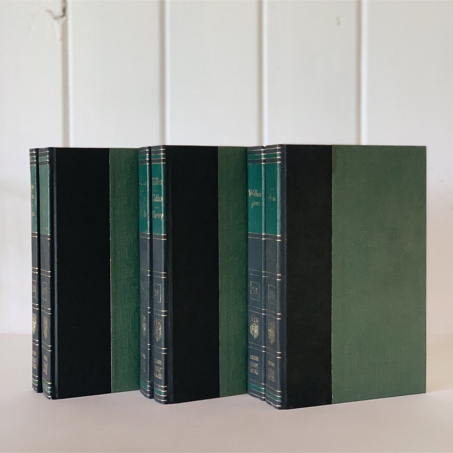 Vintage Black and Green Books, Great Books of the Western World, 1984 Book Set, Office Decor
