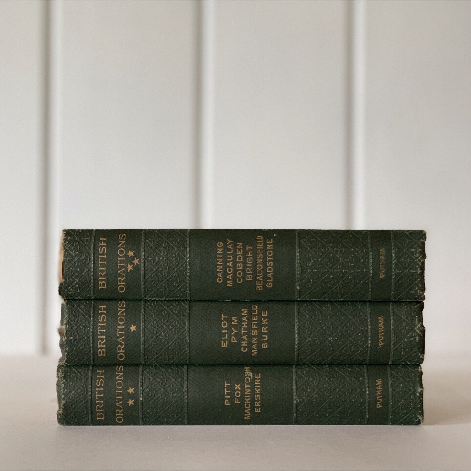 Representative British Orations, Antique Green Books for Shelf Styling, 1887