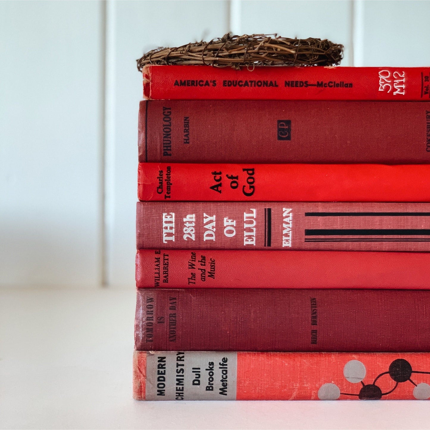 Vintage Decorative Books, Mid-Century Modern Retro Red and Black Book Collection, Books By Color, Masculine Shelf Decor