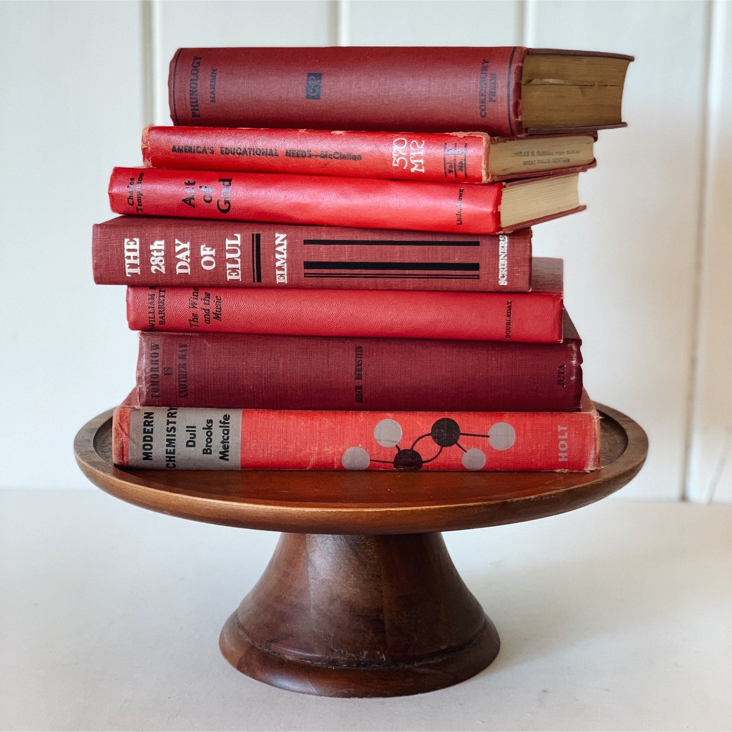 Vintage Decorative Books, Mid-Century Modern Retro Red and Black Book