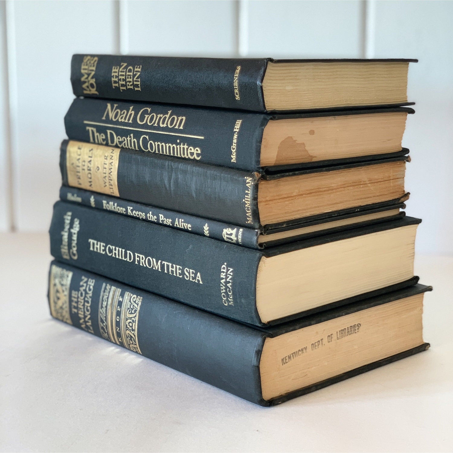 Vintage Black and Gold Mid-Century Book Bundle, Handmade Decor