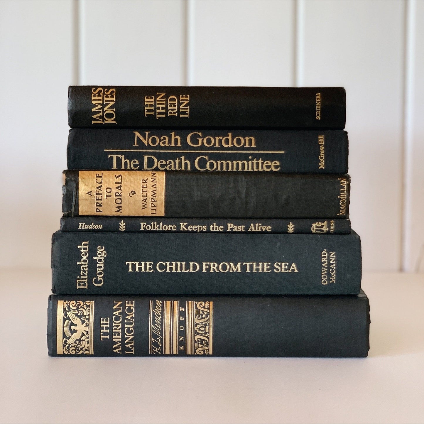Vintage Black and Gold Mid-Century Book Bundle, Handmade Decor
