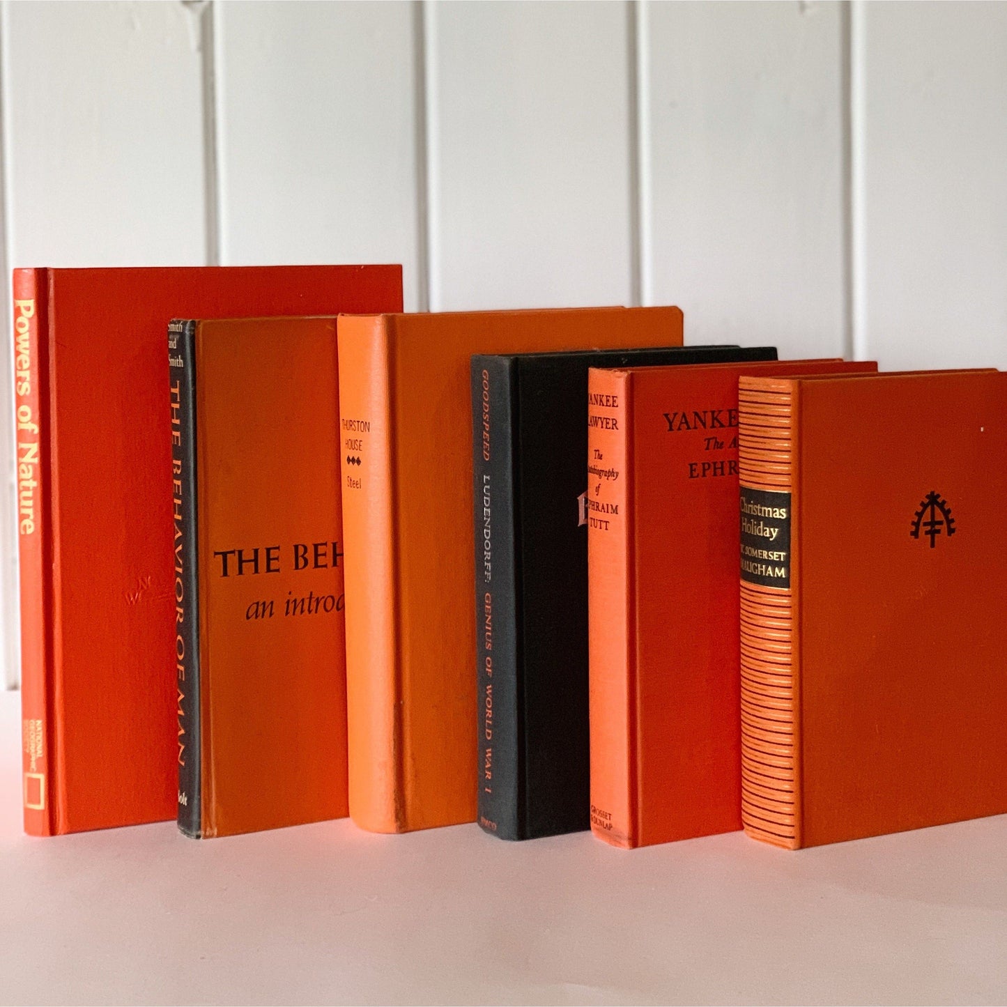 Decorative Books, Black and Orange Vintage Books, Bookshelf Decor, Farmhouse Decor, Office Shelf Decor