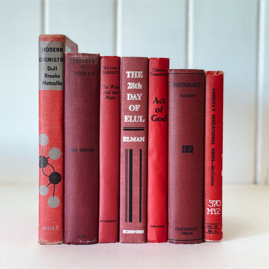 Vintage Decorative Books, Mid-Century Modern Retro Red and Black Book Collection, Books By Color, Masculine Shelf Decor