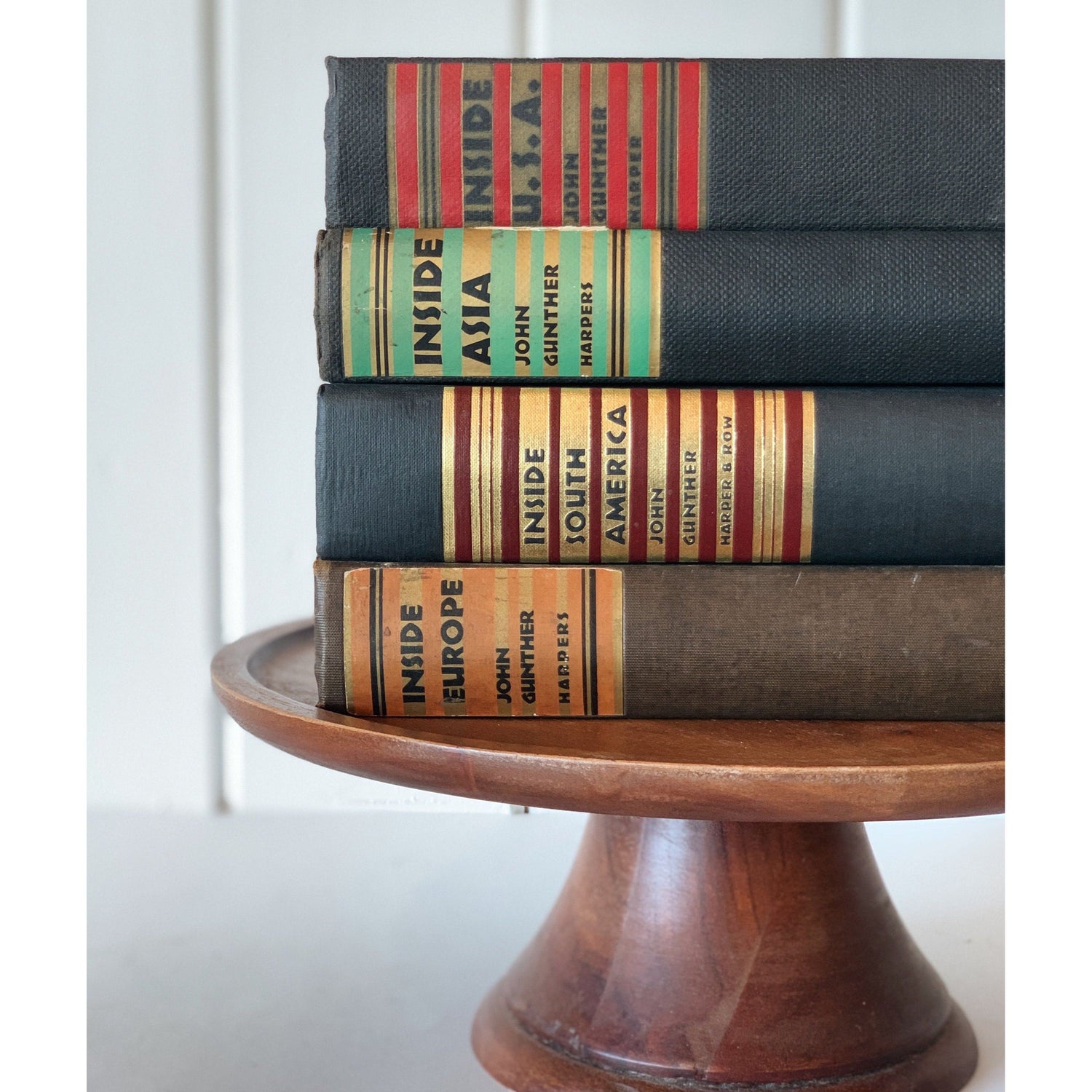Black Vintage Book Set, John Gunther Inside Asia, Inside Europe, Inside USA, Inside South America