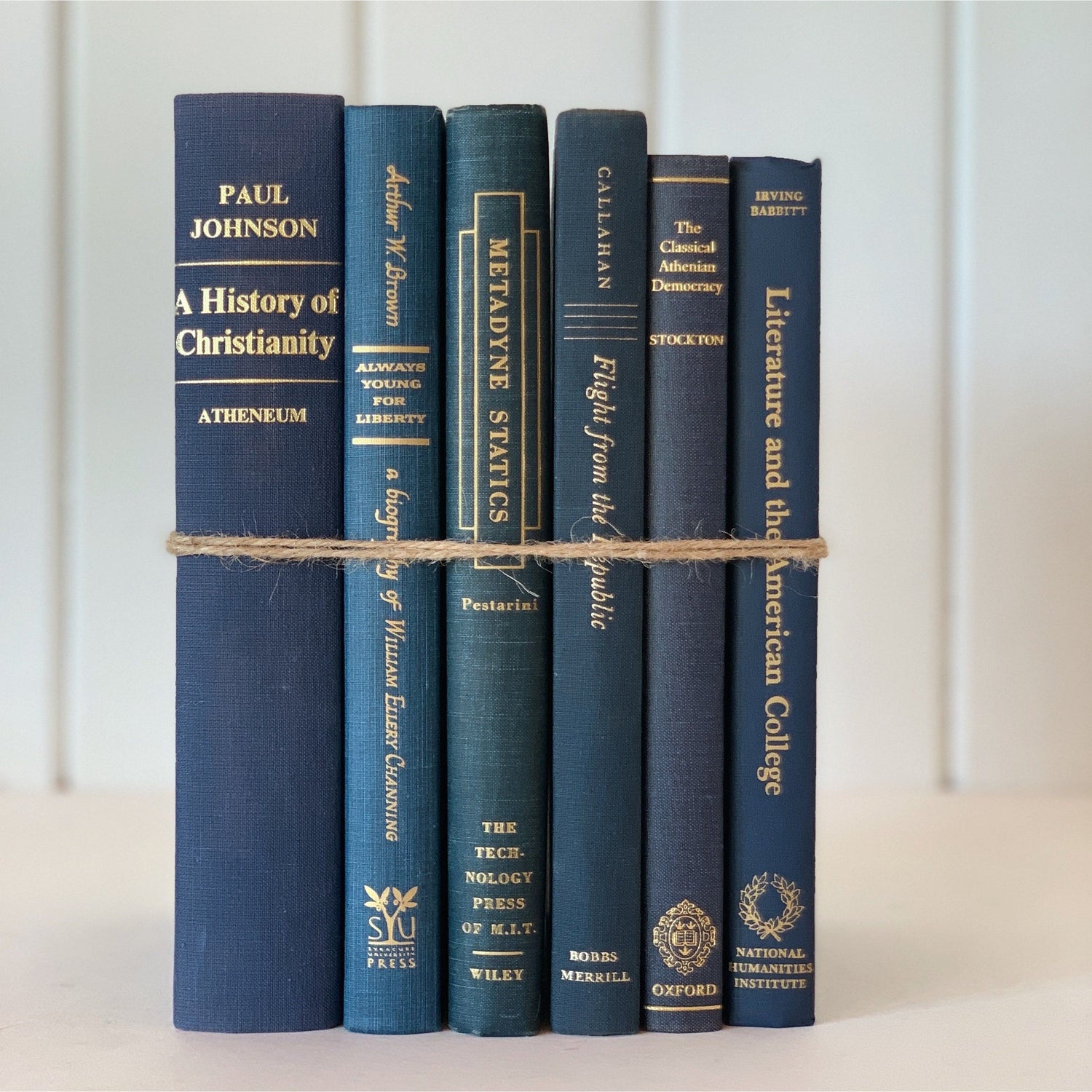 Vintage Navy Blue Books for Shelf Styling, Books By Color, Tall Stately Intellectual Books