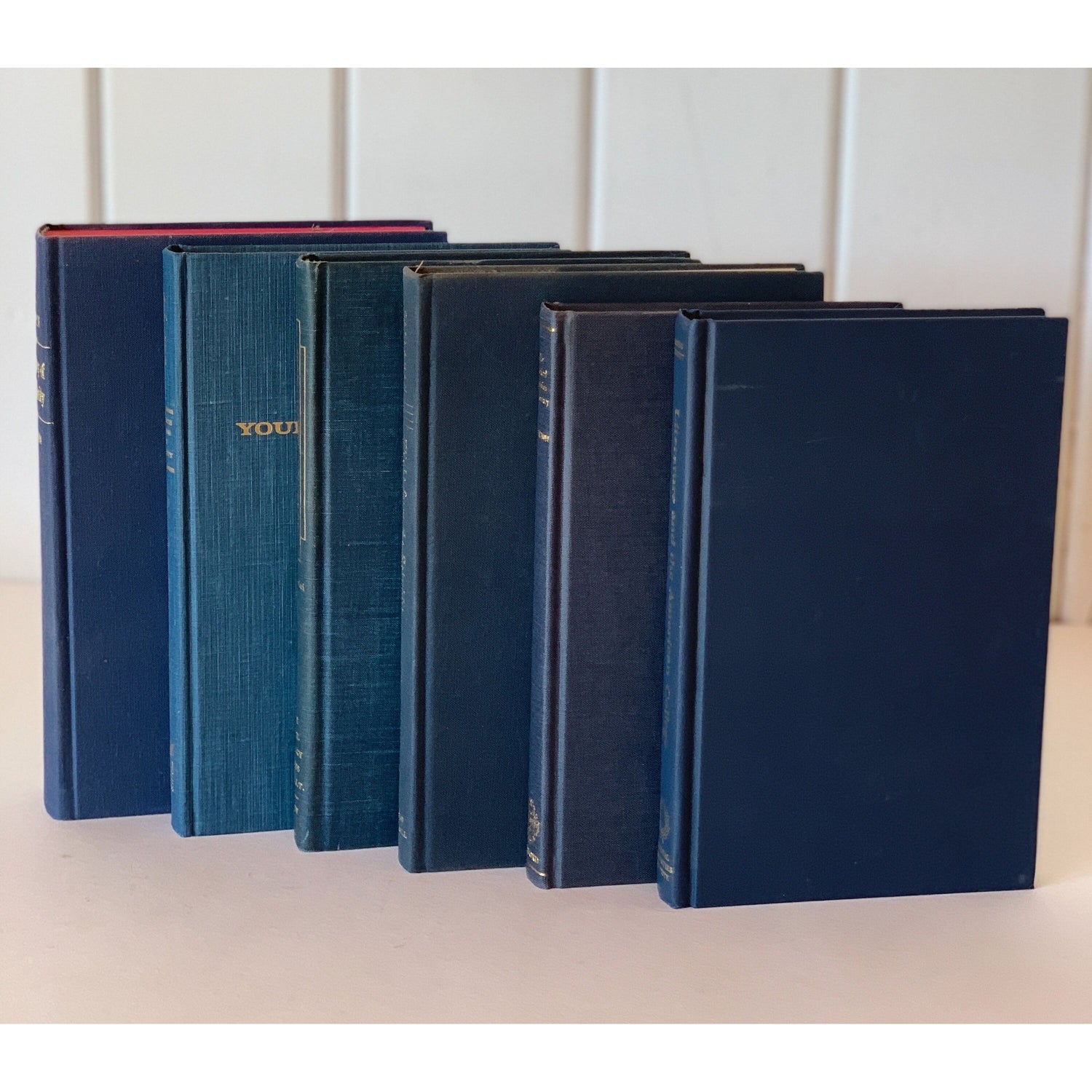 Vintage Navy Blue Books for Shelf Styling, Books By Color, Tall Stately Intellectual Books
