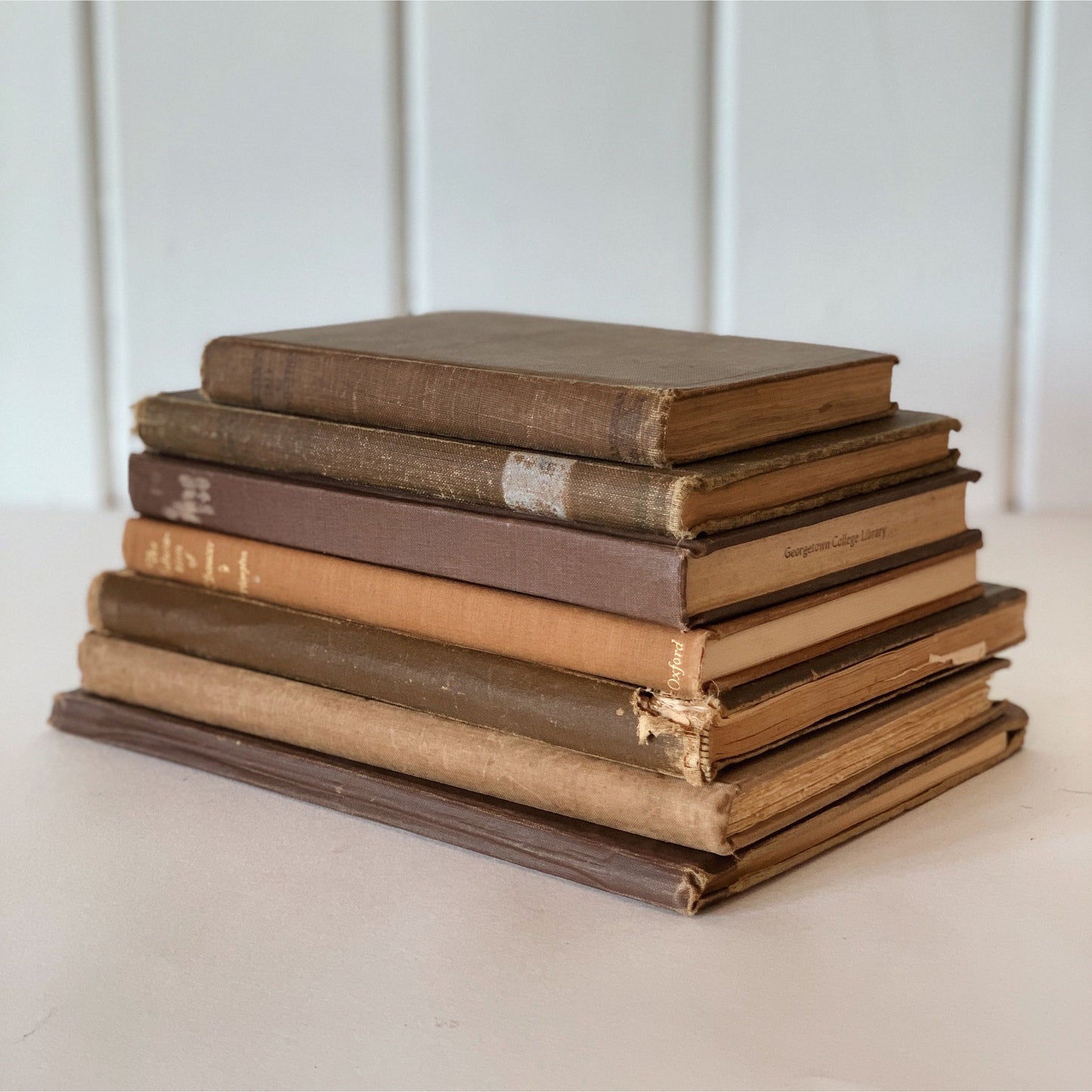 Brown Decorative Books, Shabby Chic Books for Decor, Neutral Book Set, No Spine Letering