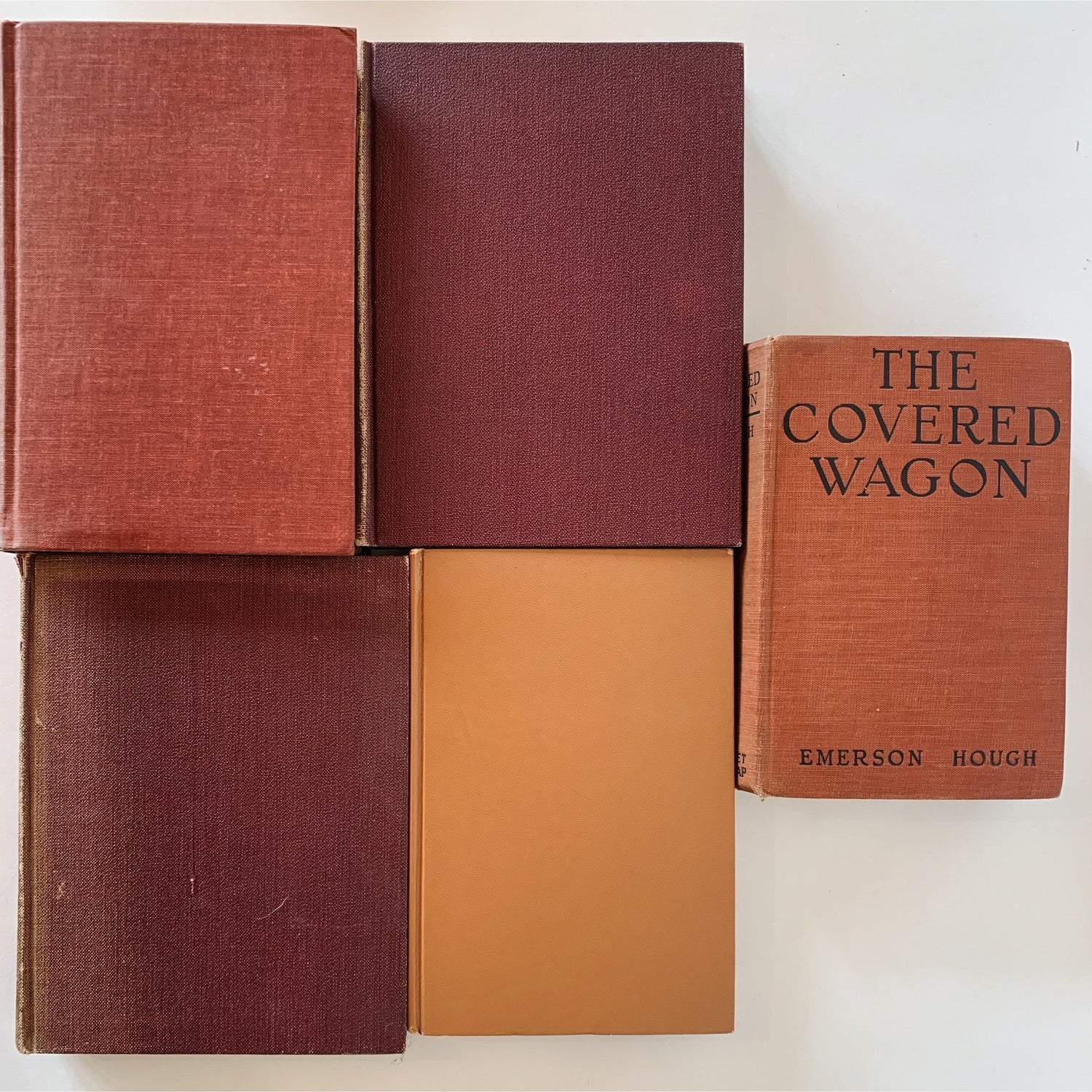 Orange Rust Red Terra Cotta Decorative Books, Vintage Old Book Decor, Orange Fall Bookshelf Decor