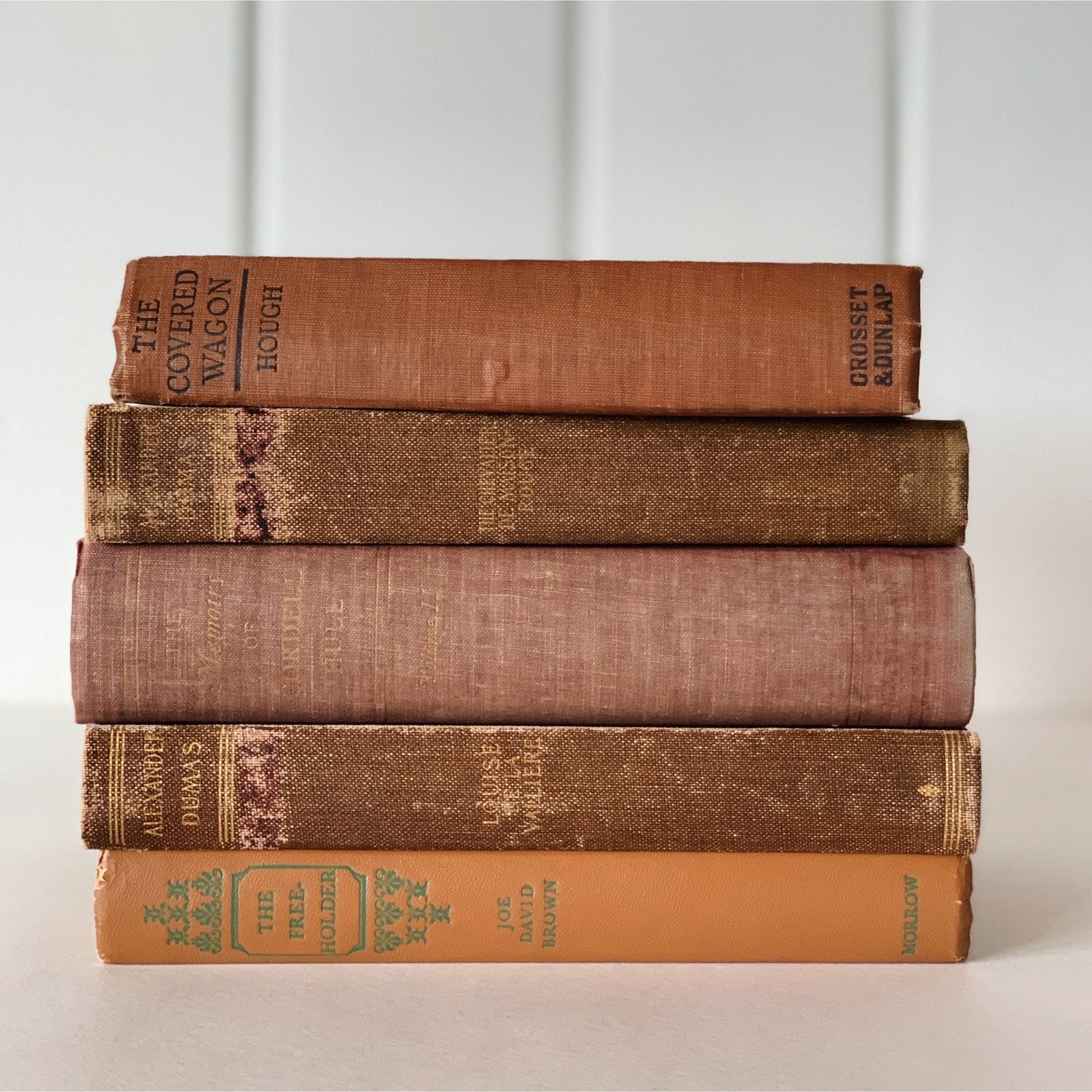 Orange Rust Red Terra Cotta Decorative Books, Vintage Old Book Decor, Orange Fall Bookshelf Decor