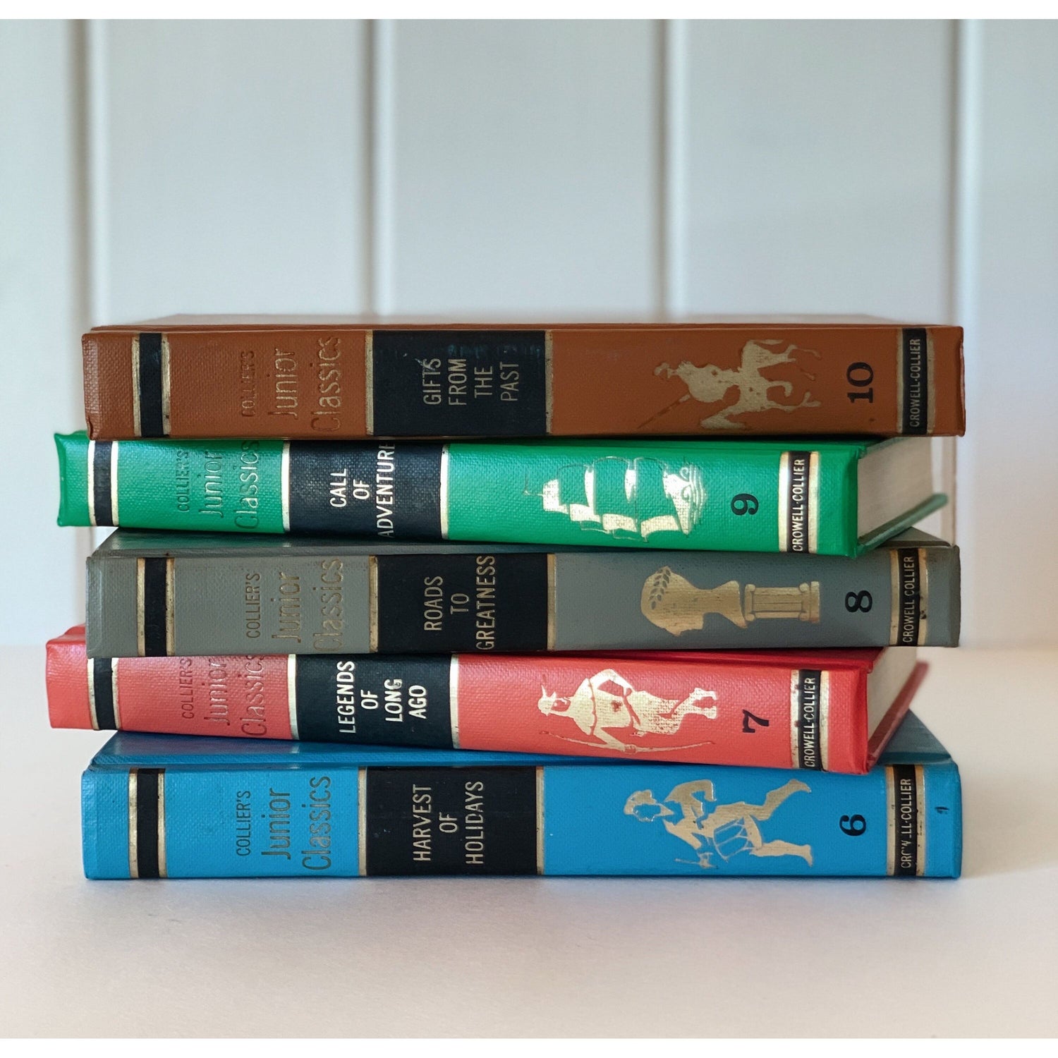 Collier's Junior Classics Partial Set, Vintage 1962 Colorful Book Set for Decor, Playroom Decor, Mid-Century Decor