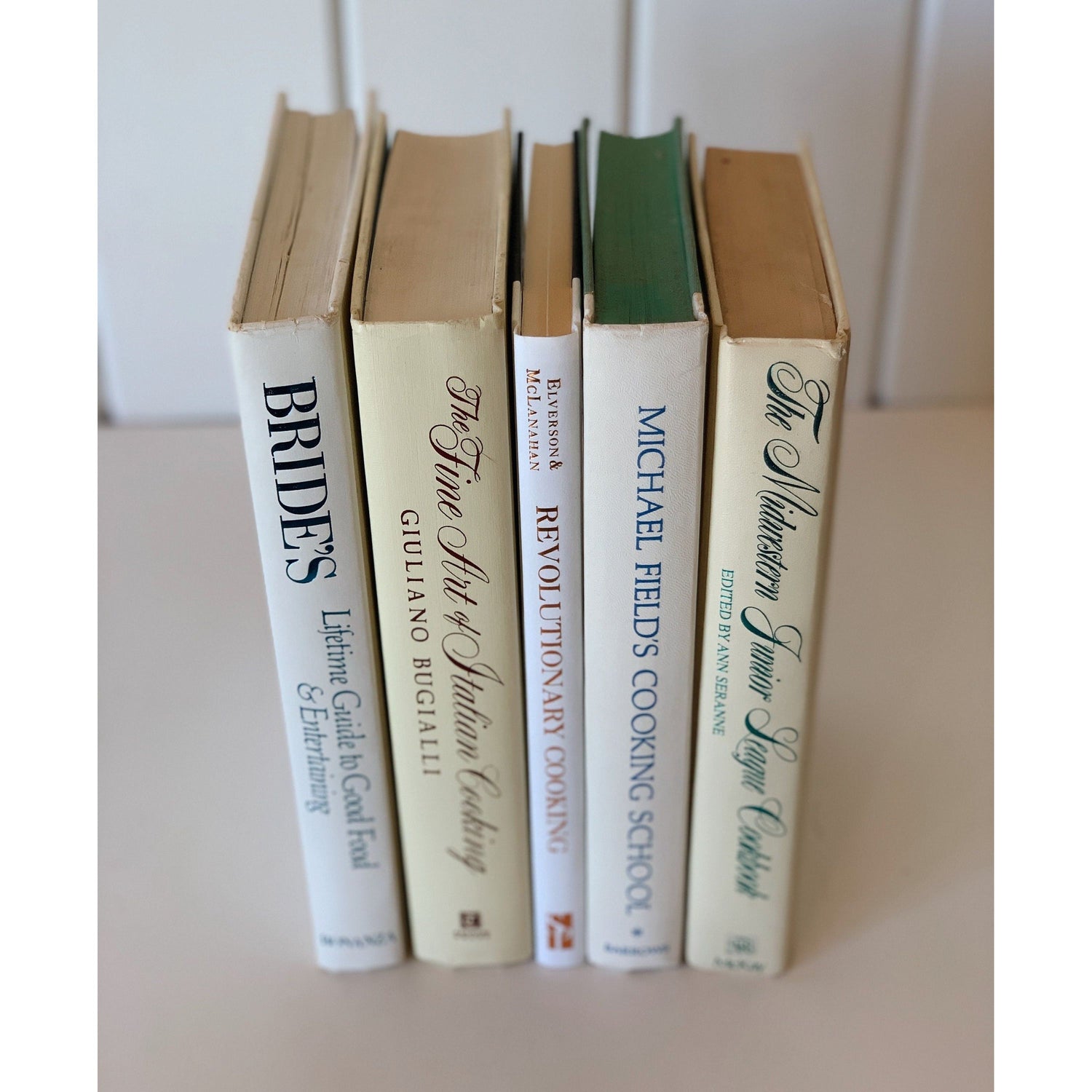 Retro White Cookbook, Home, and Garden Set for Bookshelf Decor, handmade Decor