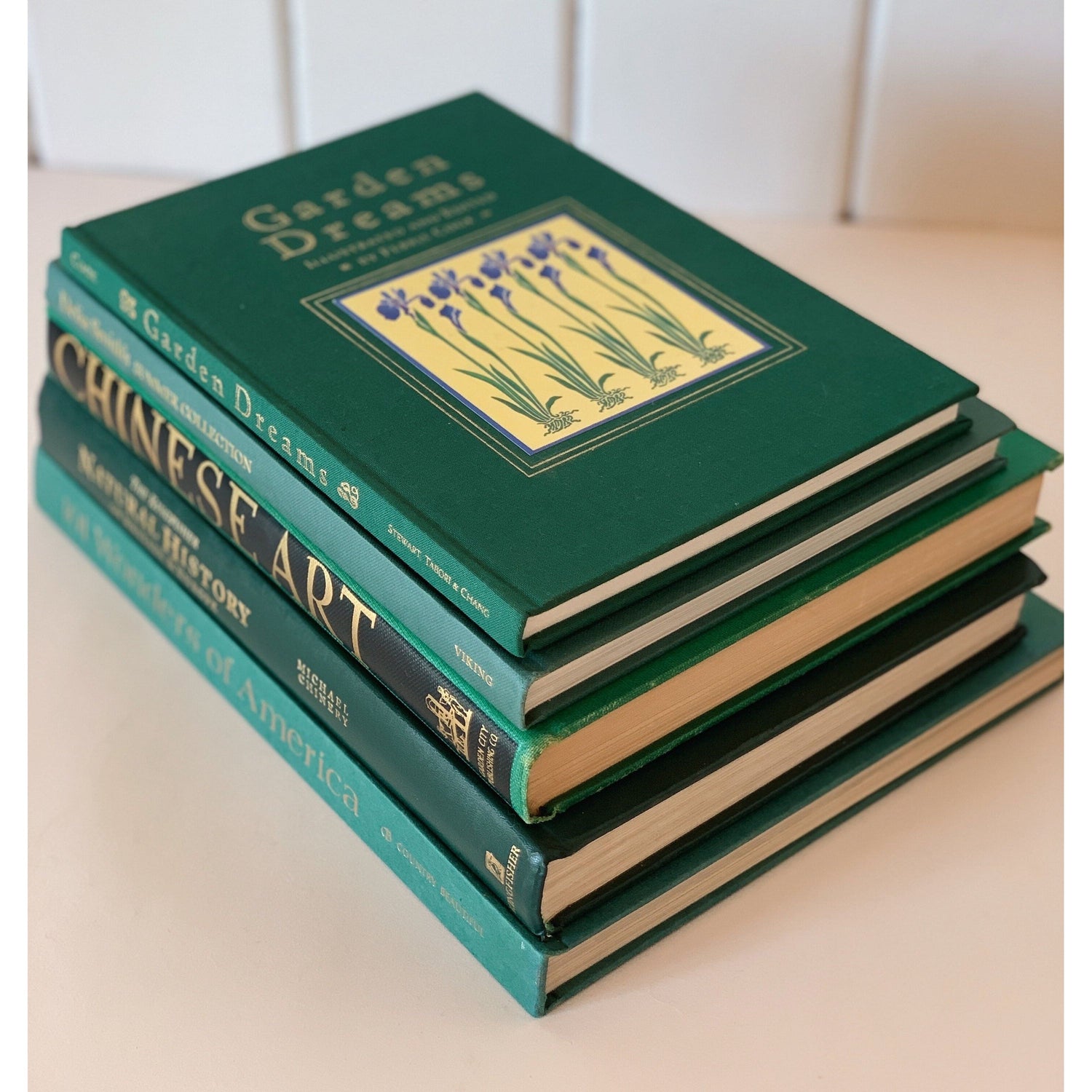 Vintage Green Coffee Table Book Set