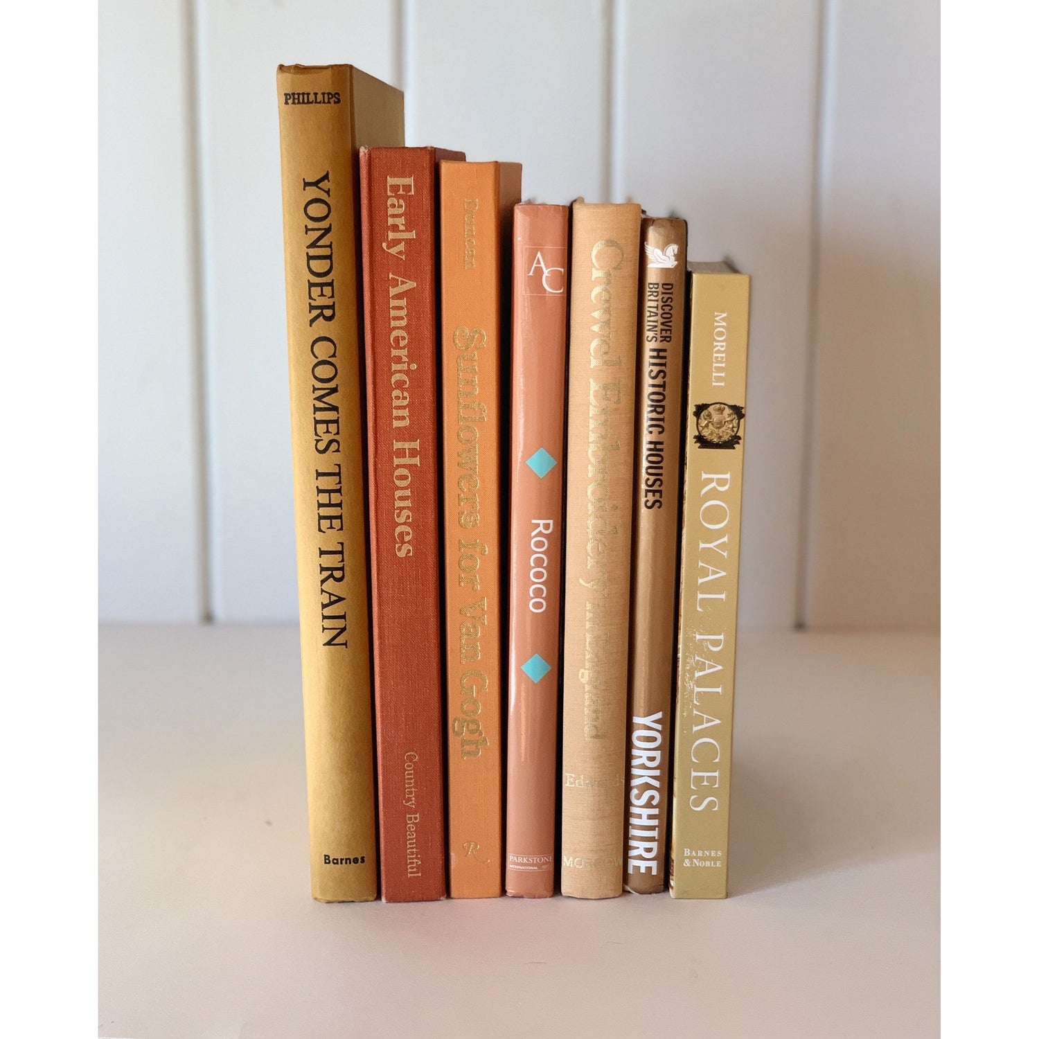 Copper, Gold, Orange, and Mustard Coffee Table Book Set, Curated Books By Color, 1970s Decor