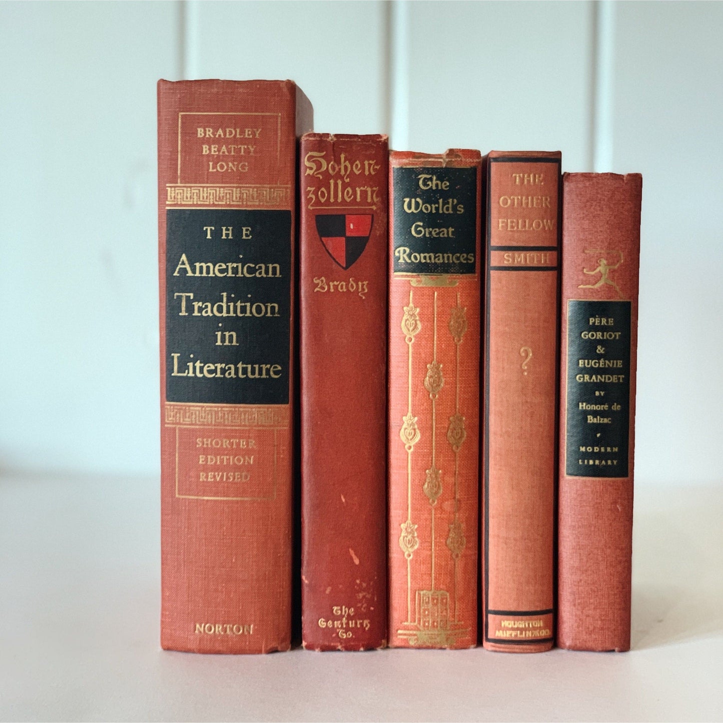 Terra Cotta and Rust Red Vintage Books for Decor, Bookshelf Decor, Books By Color