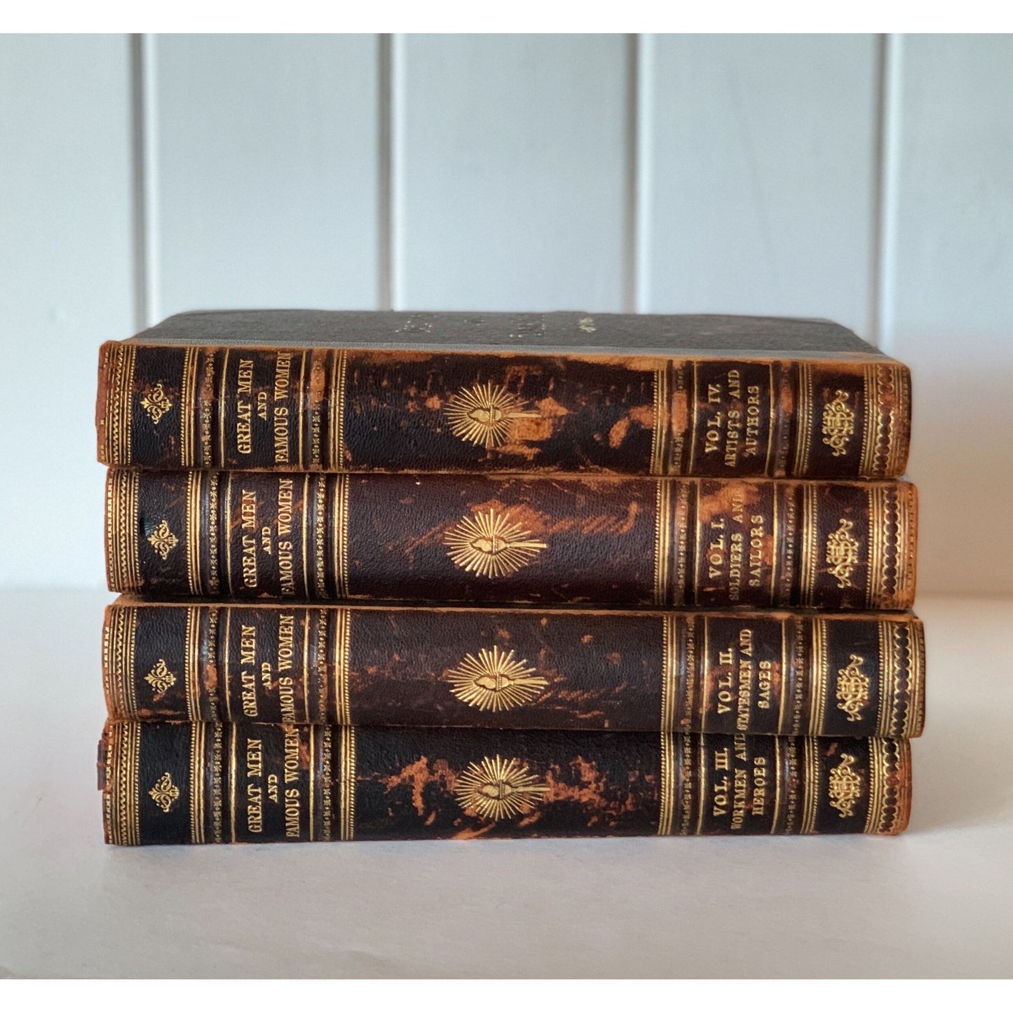 Great Men and Famous Women, 1894 Antique Oversized Ornate Book Set, Illustrated
