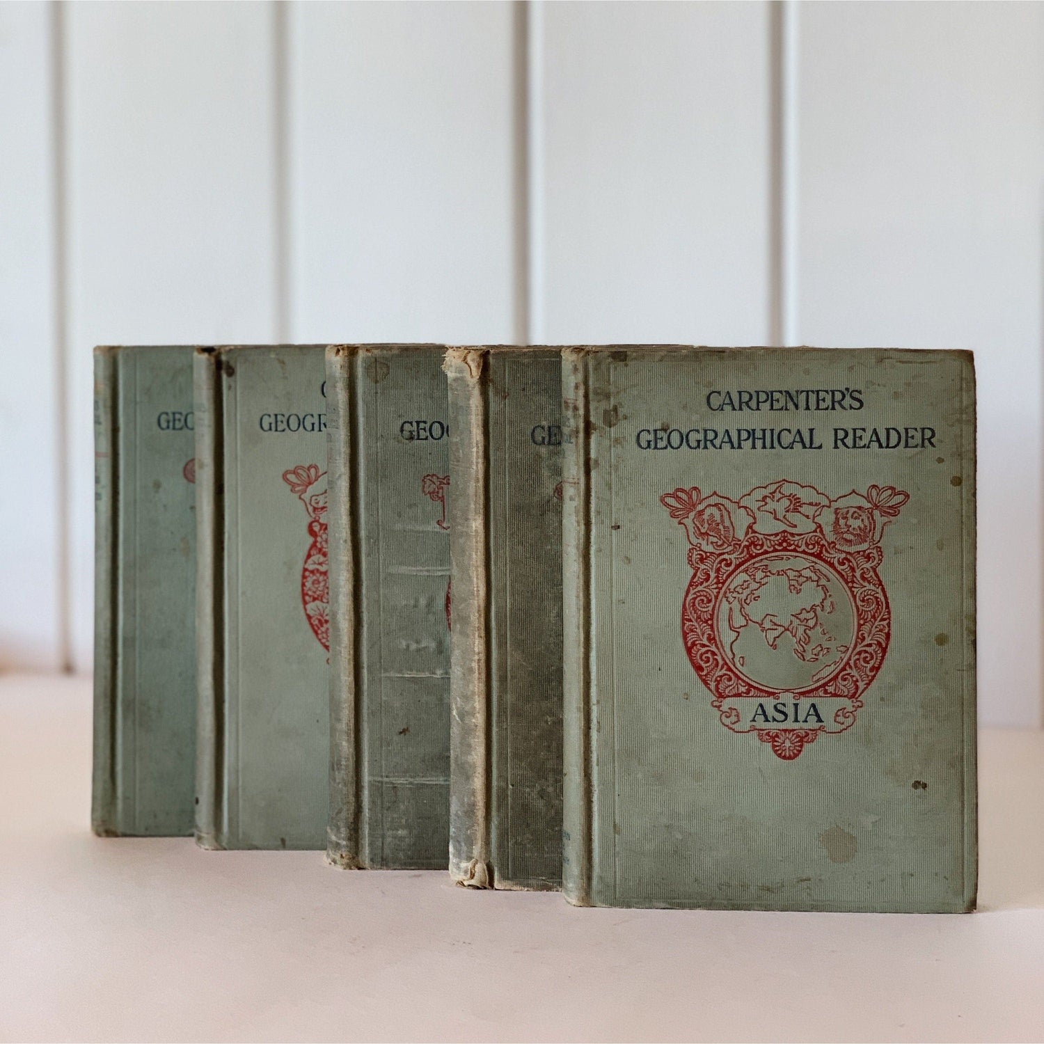 Antique Blue School Book Bundle, Carpenter's Geography Series, 1897-1904