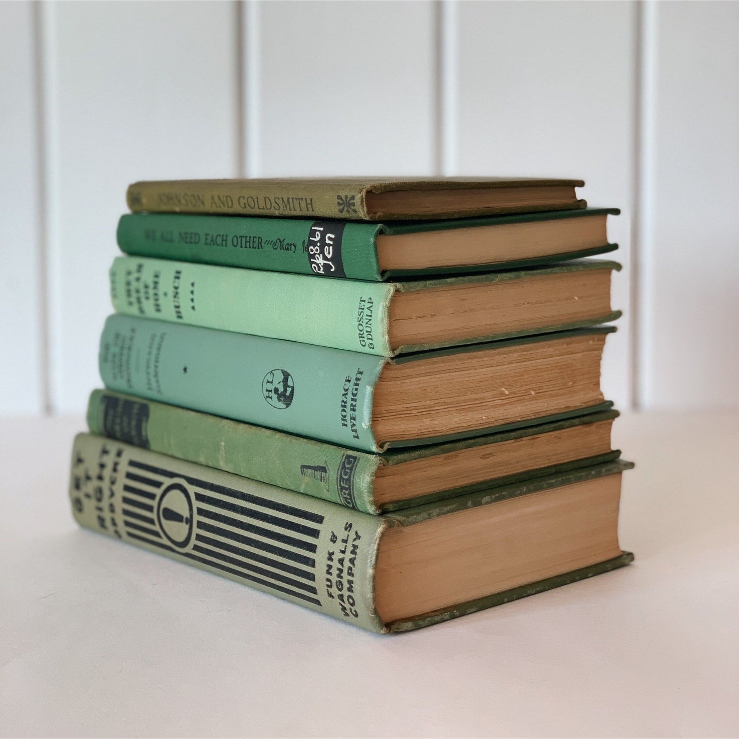 Vintage Green and Black Decorative Books for Display, Farmhouse Decor, Shelf Styling, Books By Color