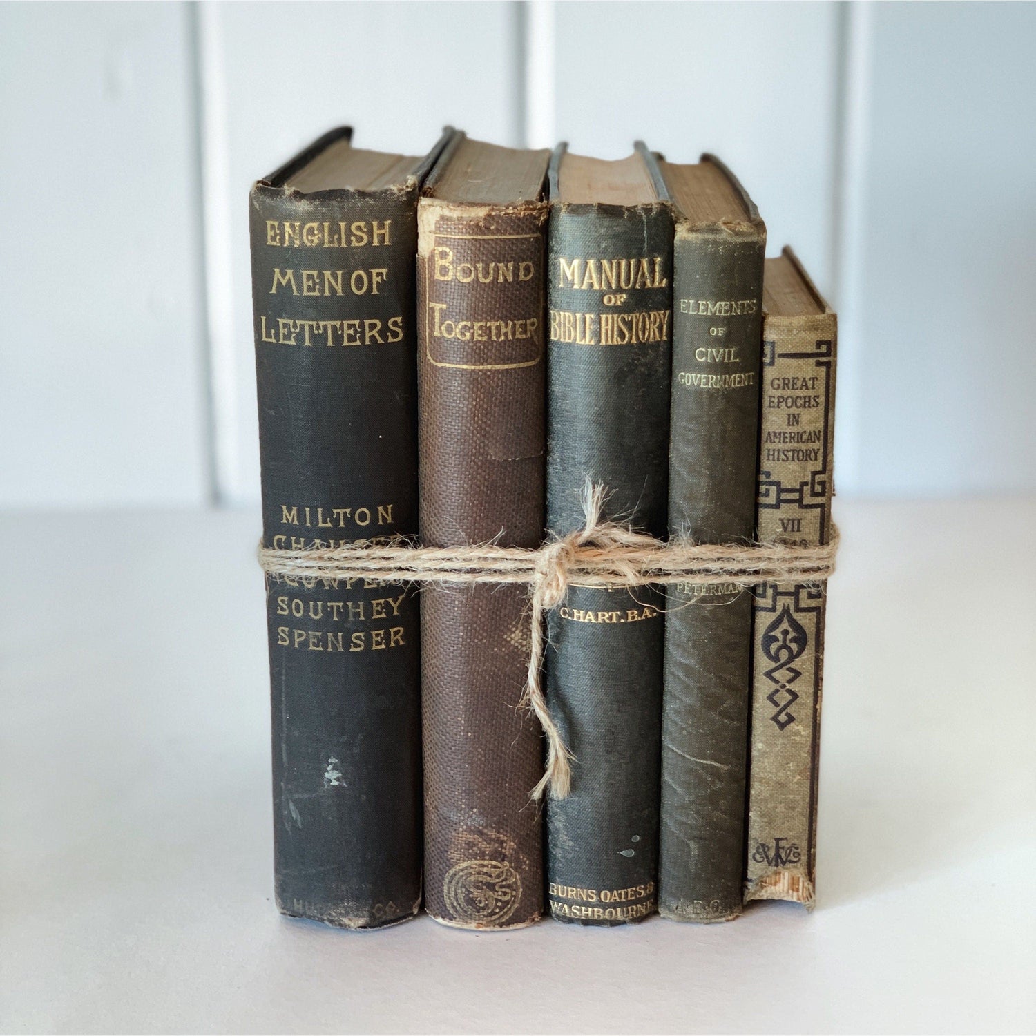 Antique Shabby Brown Books for Shelf Styling, Books By Color, Curated Books