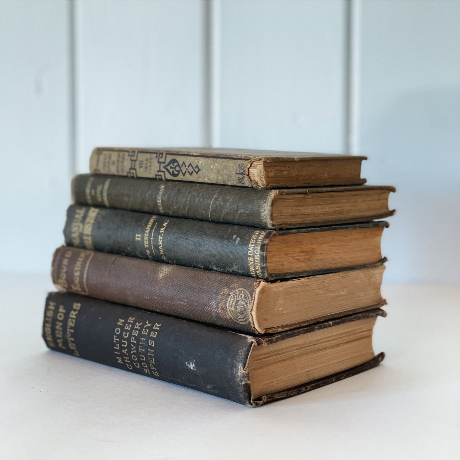 Antique Shabby Brown Books for Shelf Styling, Books By Color, Curated Books