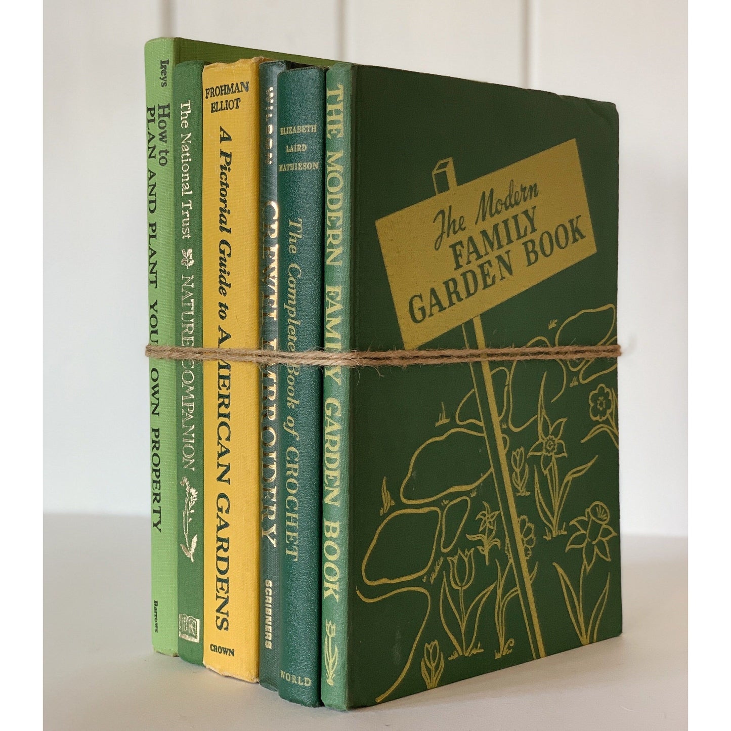 Vintage Gardening and Crafting Coffee Table Book Set, Large Books for Bookshelf Decor