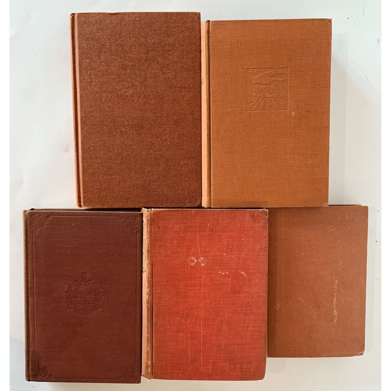 Peach Rust Orange Aesthetic Decorative Books, Bookshelf Deco