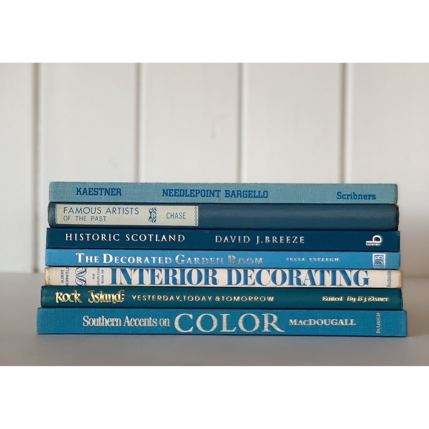 Blue Vintage Coffee Table Books, Spring Decor, Interior Design, Art, Gardening Books