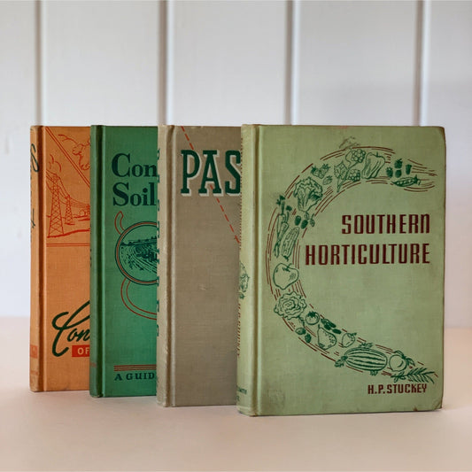Vintage Green Agriculture School Books for Decor, Playroom Decor, Classroom Prop