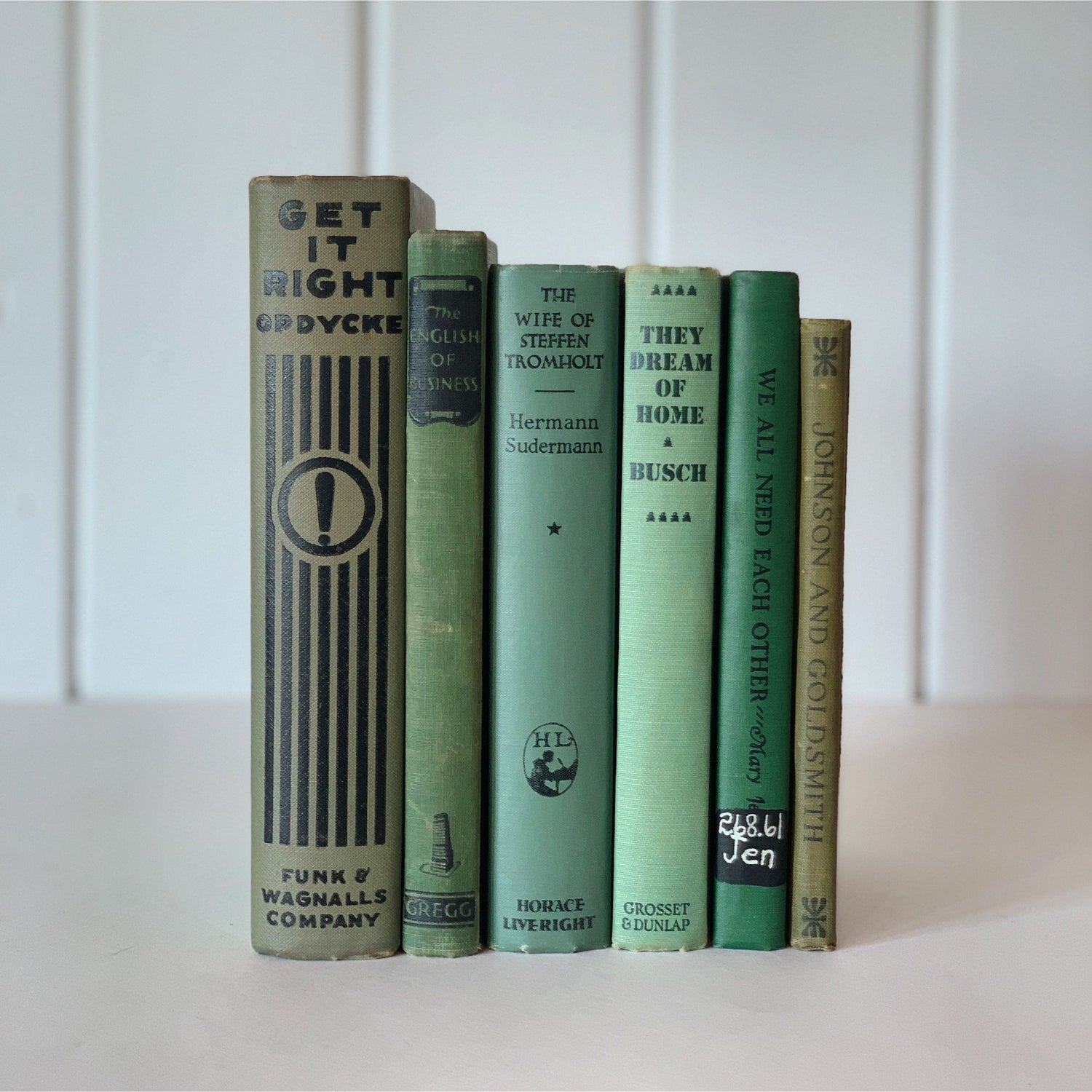 Vintage Green and Black Decorative Books for Display, Farmhouse Decor, Shelf Styling, Books By Color