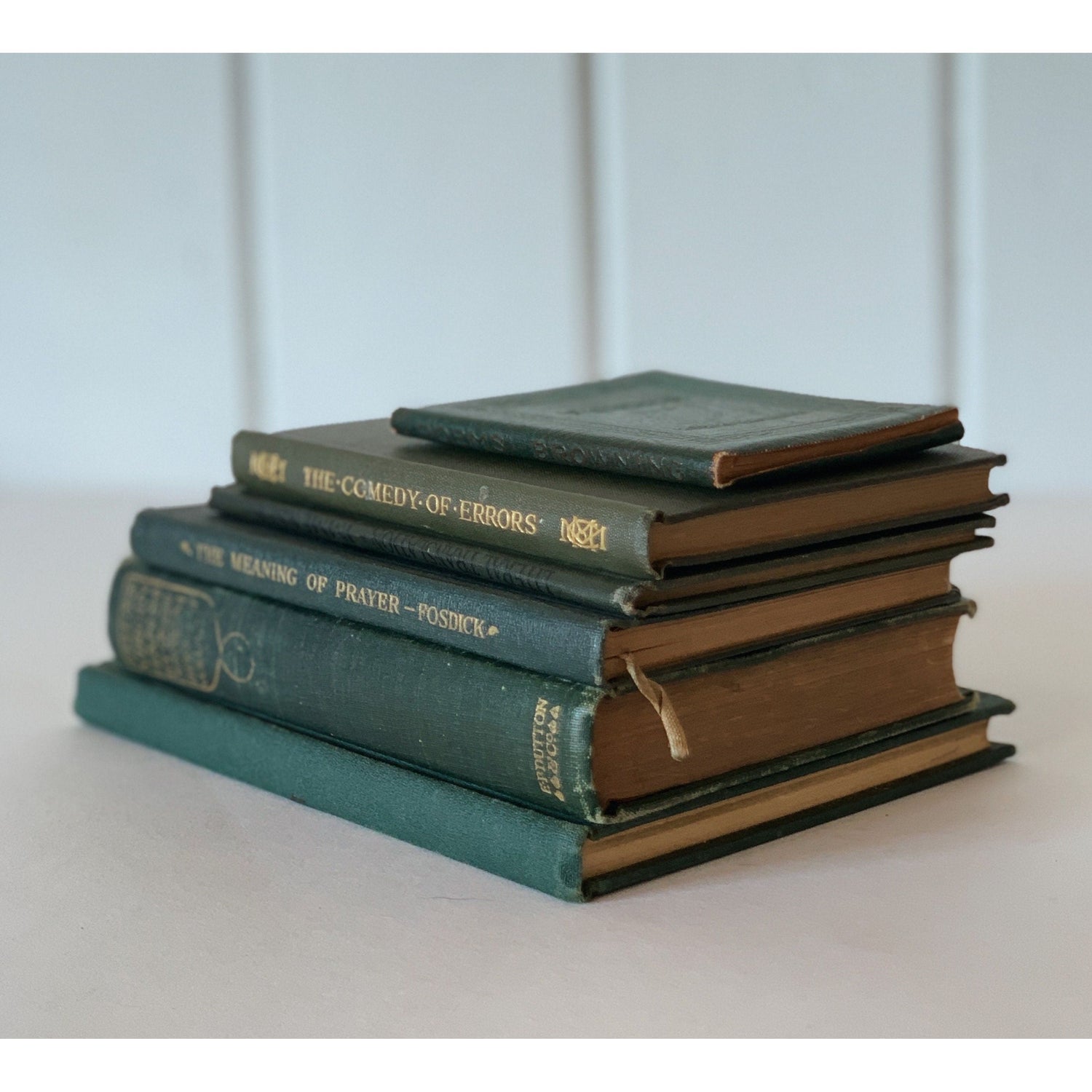 Antique Hunter Green Books for Display, Small Book Set, Decorative Books By Color