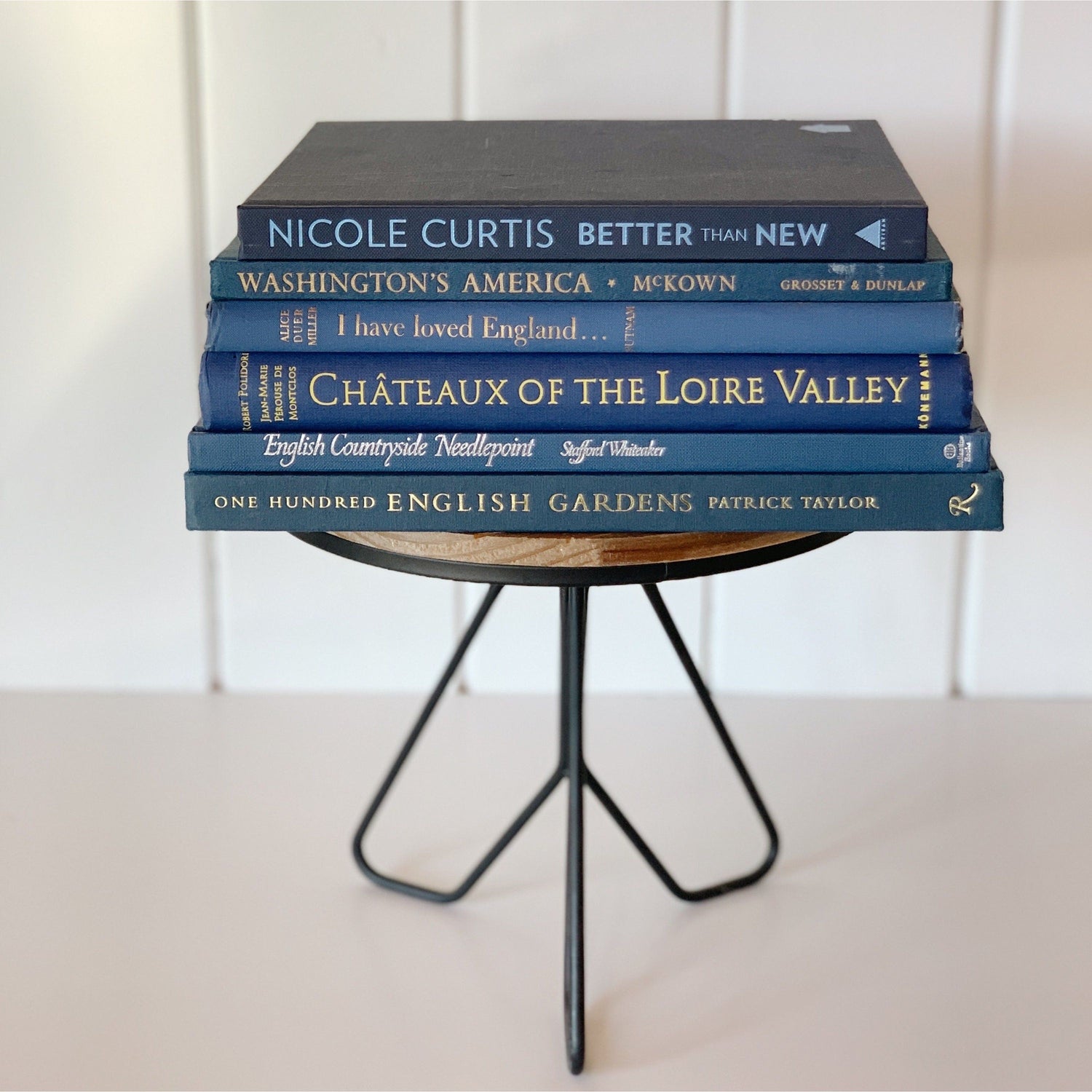 Vintage Blue Coffee Table Books For Decor, Large Book Set for Bookshelf Styling, Home Staging, Farmhouse Decor