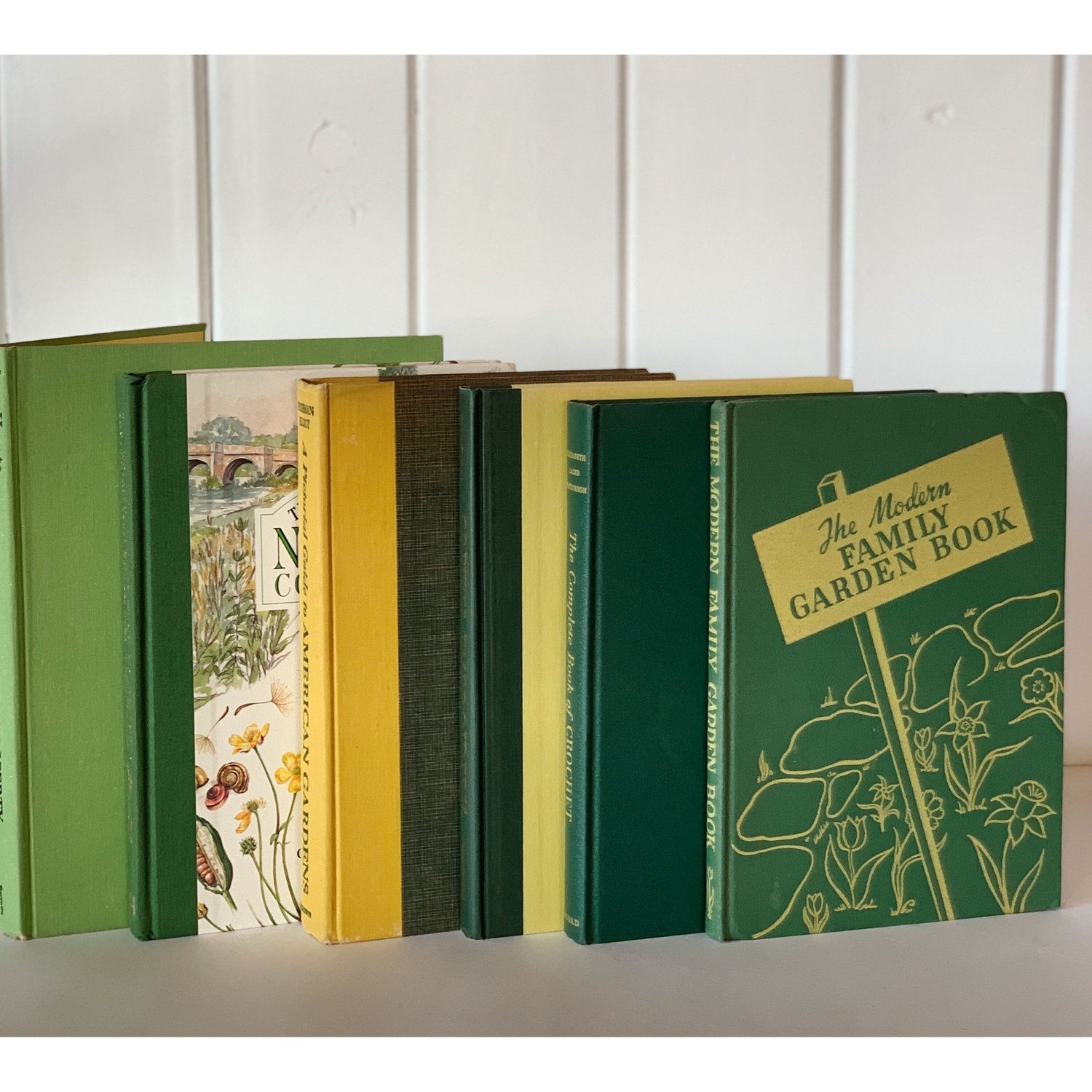 Vintage Gardening and Crafting Coffee Table Book Set, Large Books for Bookshelf Decor