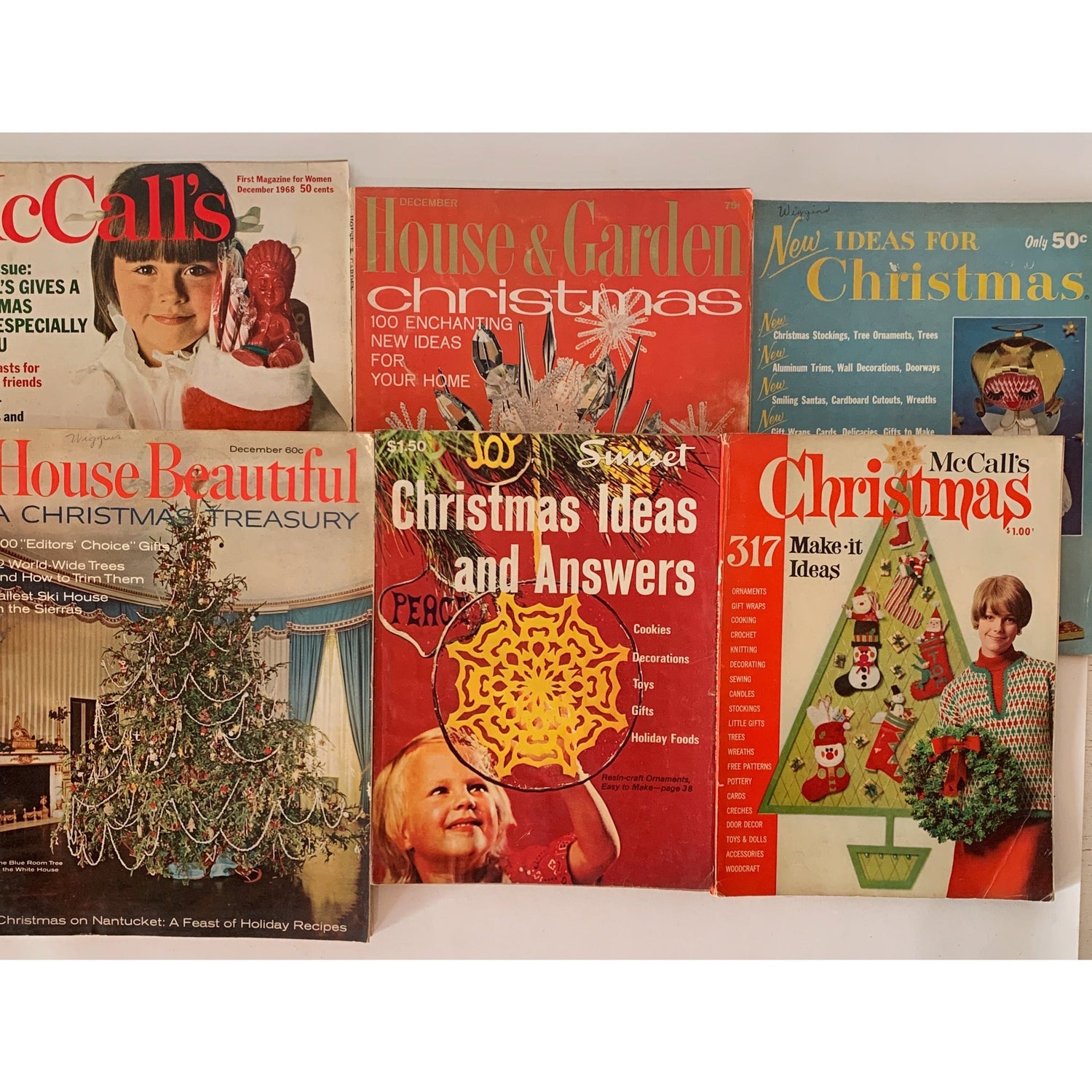 Set of 8 Holiday Edition Vintage Magazines, Mid Century Modern