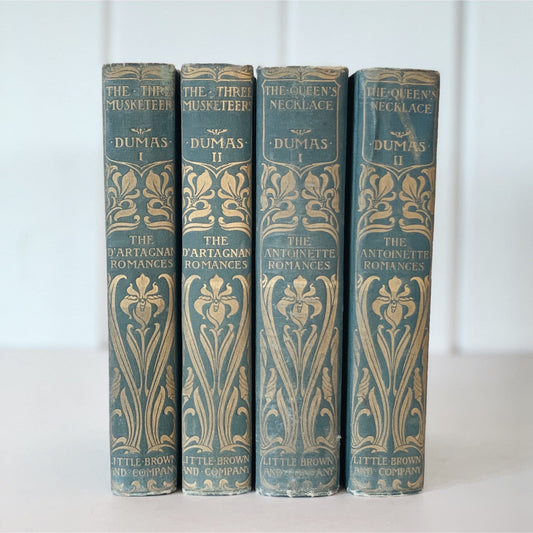 Antique Blue Alexandre Dumas Set, The Romances of Alexandre Dumas, Handy Library Edition