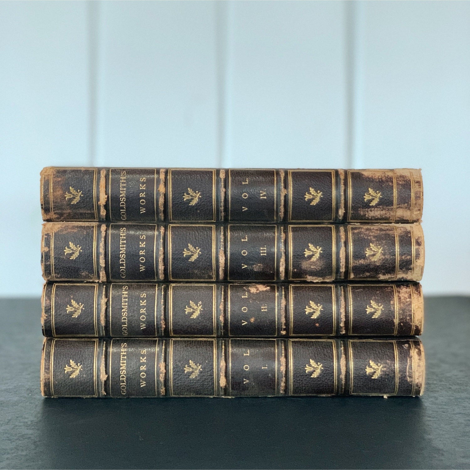 The Works of Oliver Goldsmith, 1881, Four Volumes, Leather Bound
