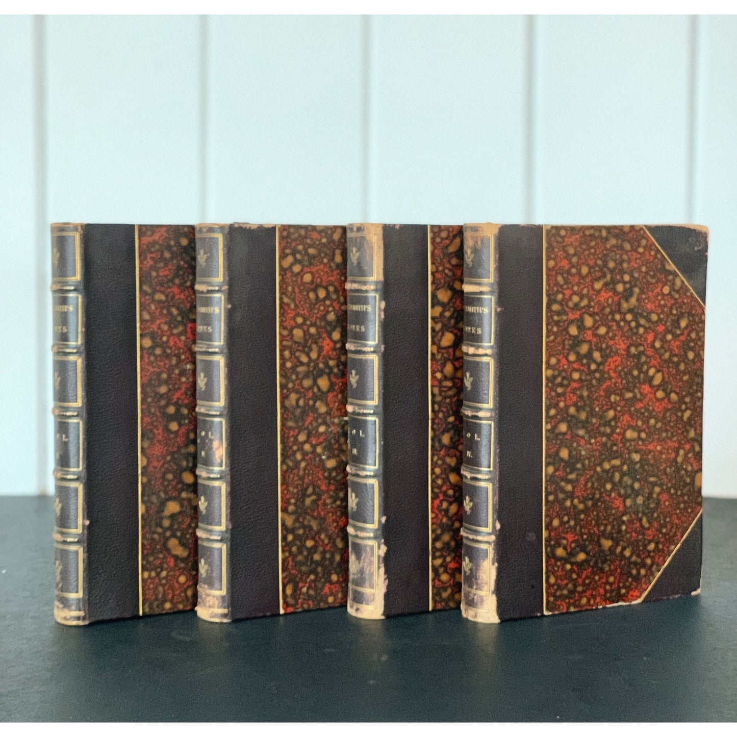 The Works of Oliver Goldsmith, 1881, Four Volumes, Leather Bound